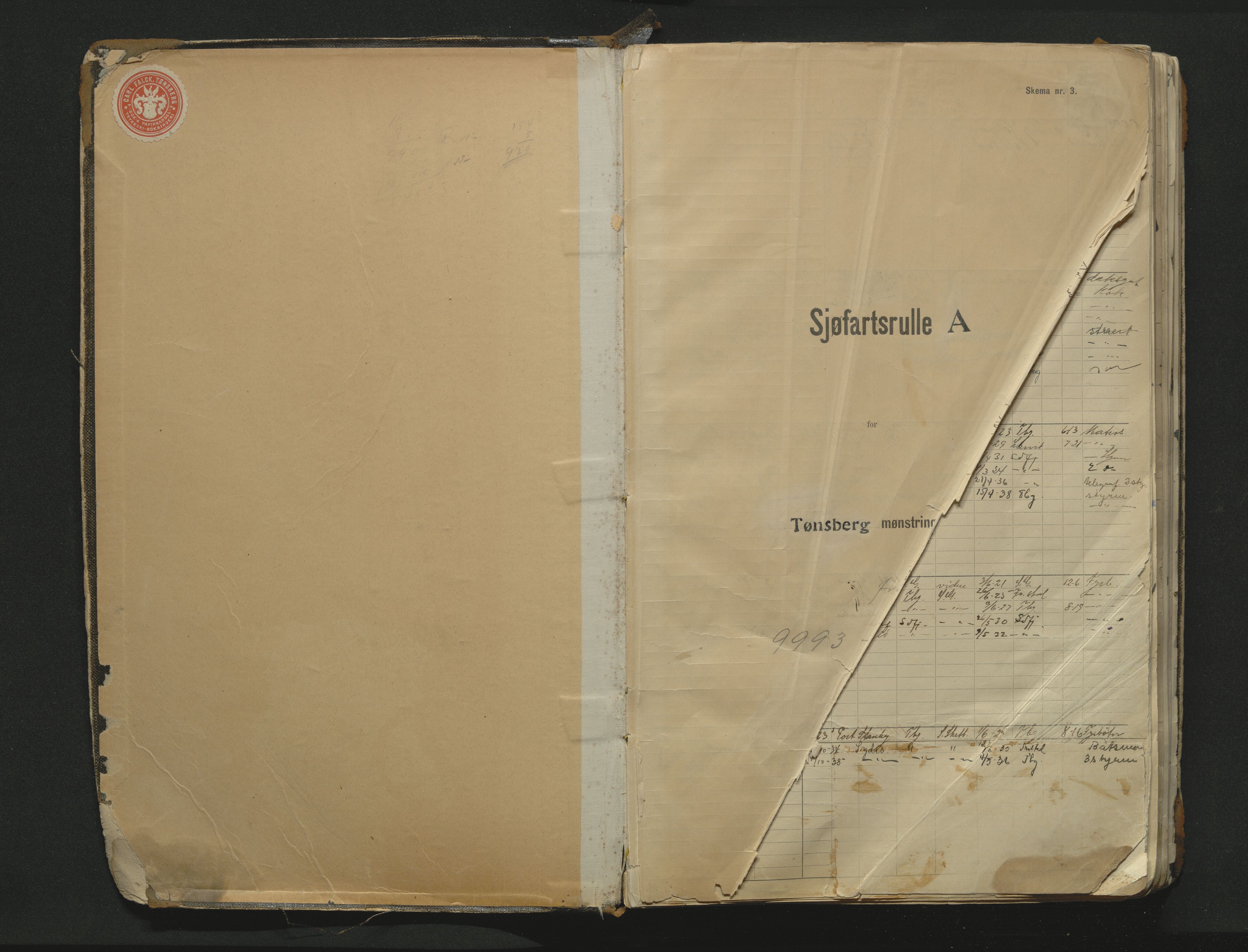 Tønsberg innrulleringskontor, SAKO/A-786/F/Fc/Fca/L0012: Hovedrulle Patent nr. 9993-11479, 1922-1928