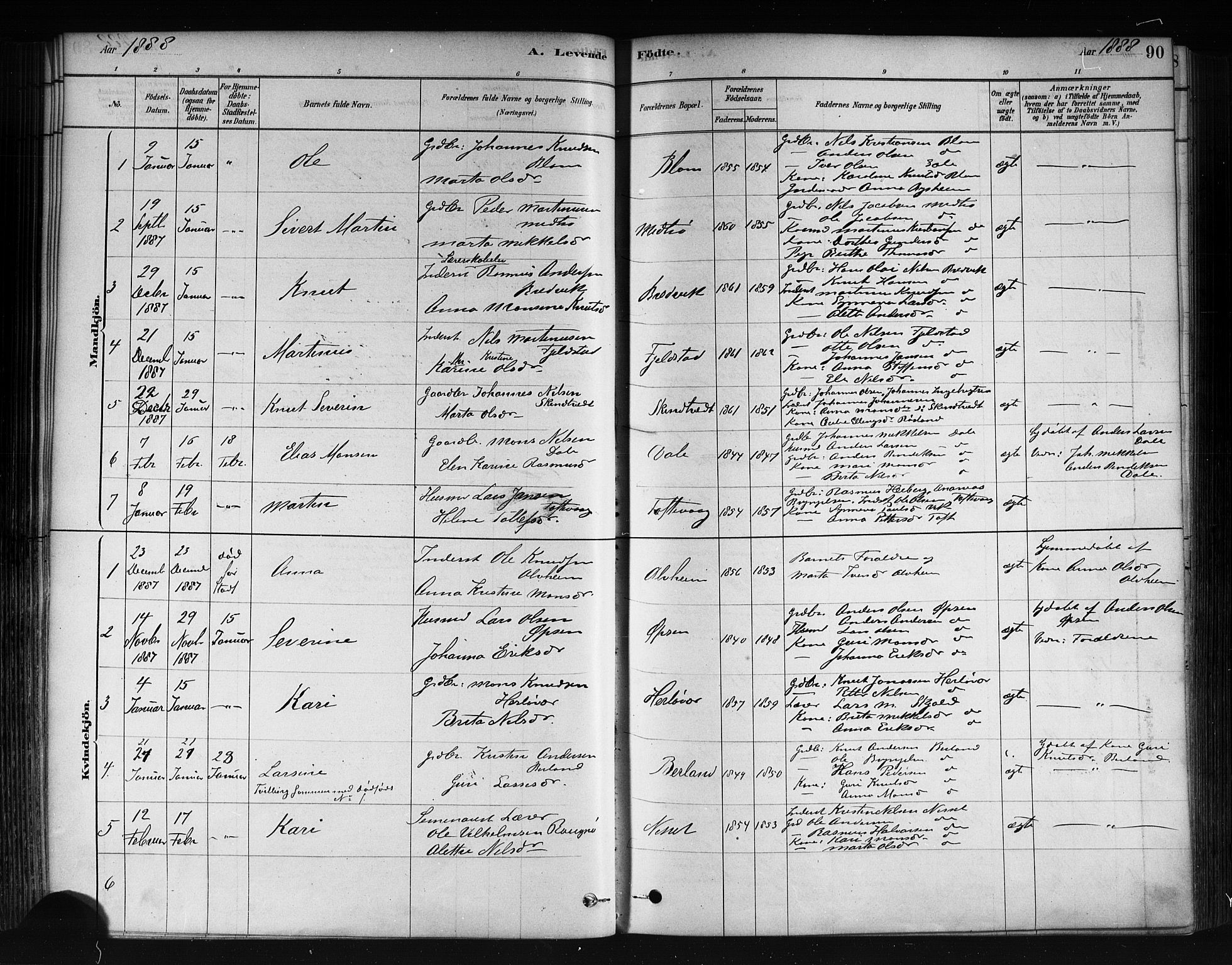 Herdla Sokneprestembete, SAB/A-75701/H/Haa: Parish register (official) no. A 3, 1878-1890, p. 90