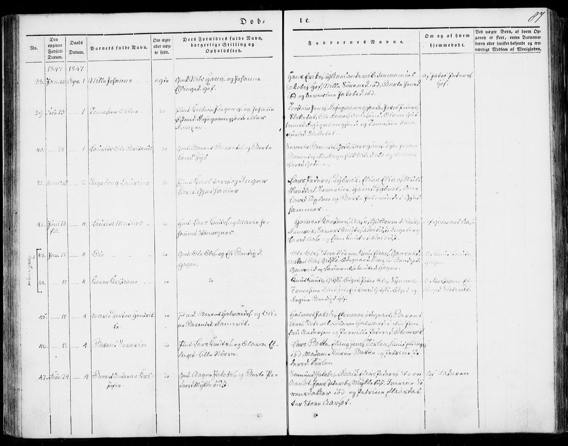 Ministerialprotokoller, klokkerbøker og fødselsregistre - Møre og Romsdal, AV/SAT-A-1454/528/L0396: Parish register (official) no. 528A07, 1839-1847, p. 87