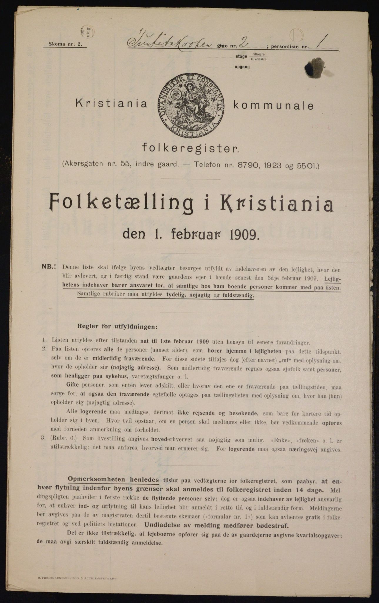 OBA, Municipal Census 1909 for Kristiania, 1909, p. 43537