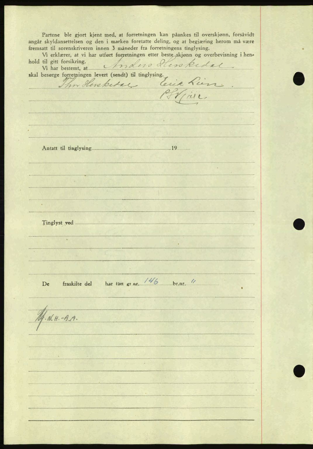 Nordmøre sorenskriveri, AV/SAT-A-4132/1/2/2Ca: Mortgage book no. A100a, 1945-1945, Diary no: : 1249/1945