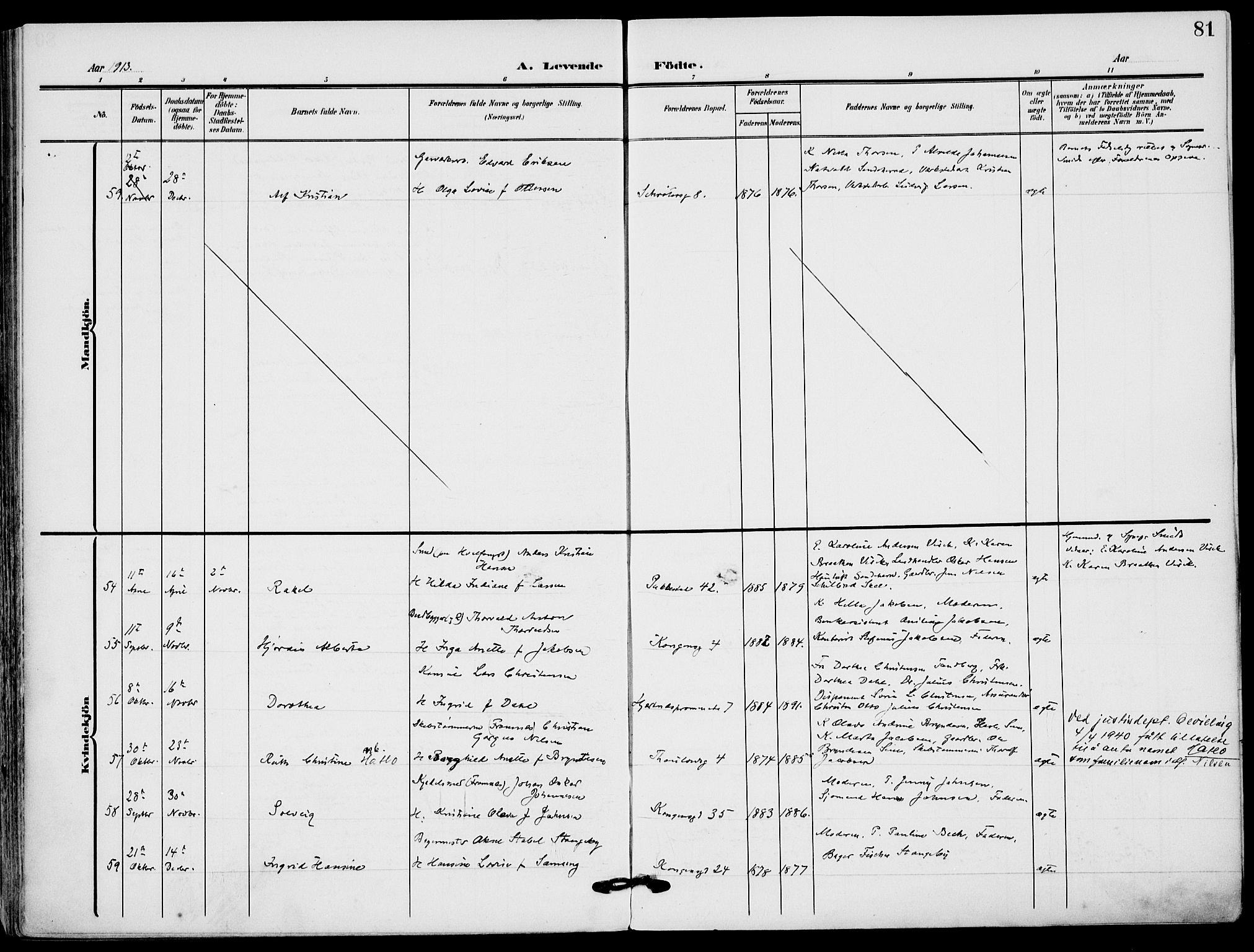 Sandefjord kirkebøker, AV/SAKO-A-315/F/Fa/L0005: Parish register (official) no. 5, 1906-1915, p. 81