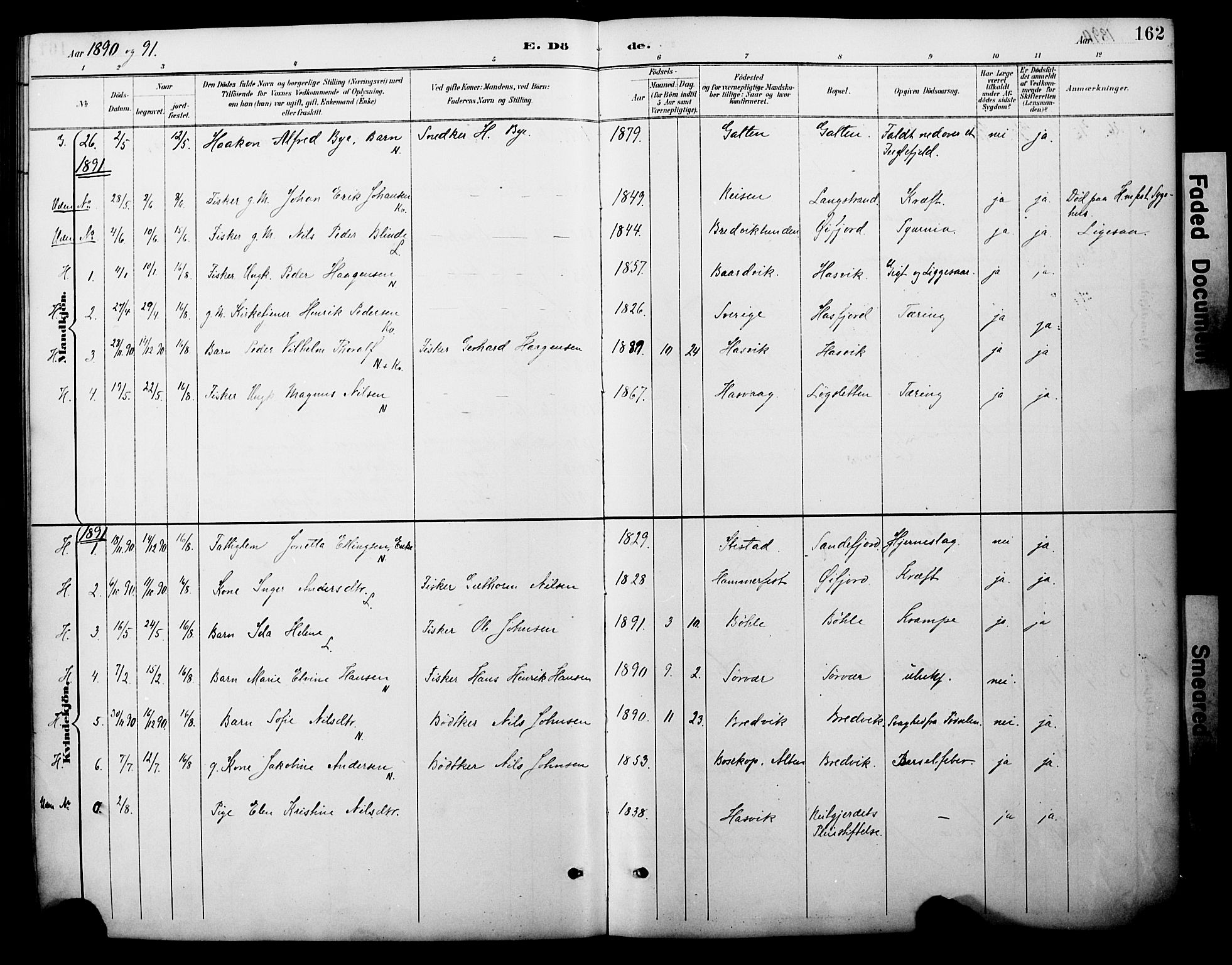 Loppa sokneprestkontor, SATØ/S-1339/H/Ha/L0008kirke: Parish register (official) no. 8, 1889-1907, p. 162