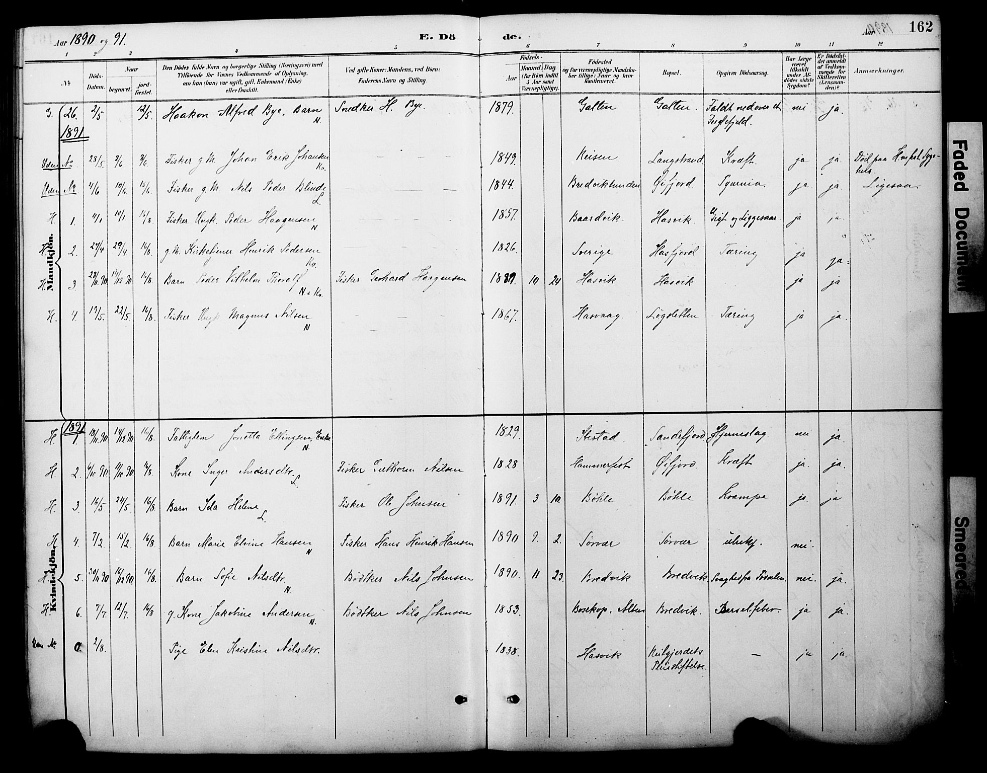 Loppa sokneprestkontor, AV/SATØ-S-1339/H/Ha/L0008kirke: Parish register (official) no. 8, 1889-1907, p. 162