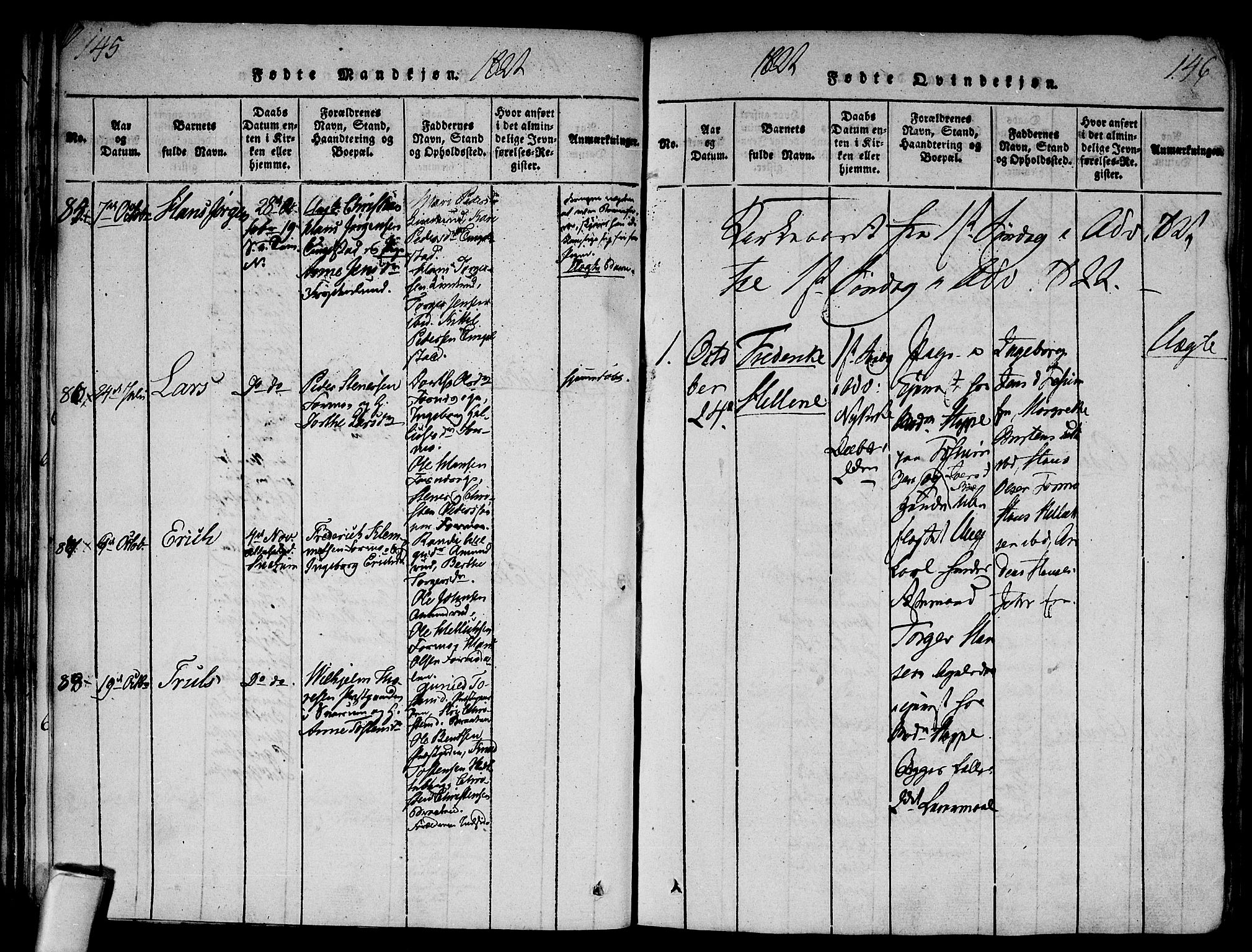 Modum kirkebøker, AV/SAKO-A-234/F/Fa/L0004: Parish register (official) no. 4, 1818-1824, p. 145-146