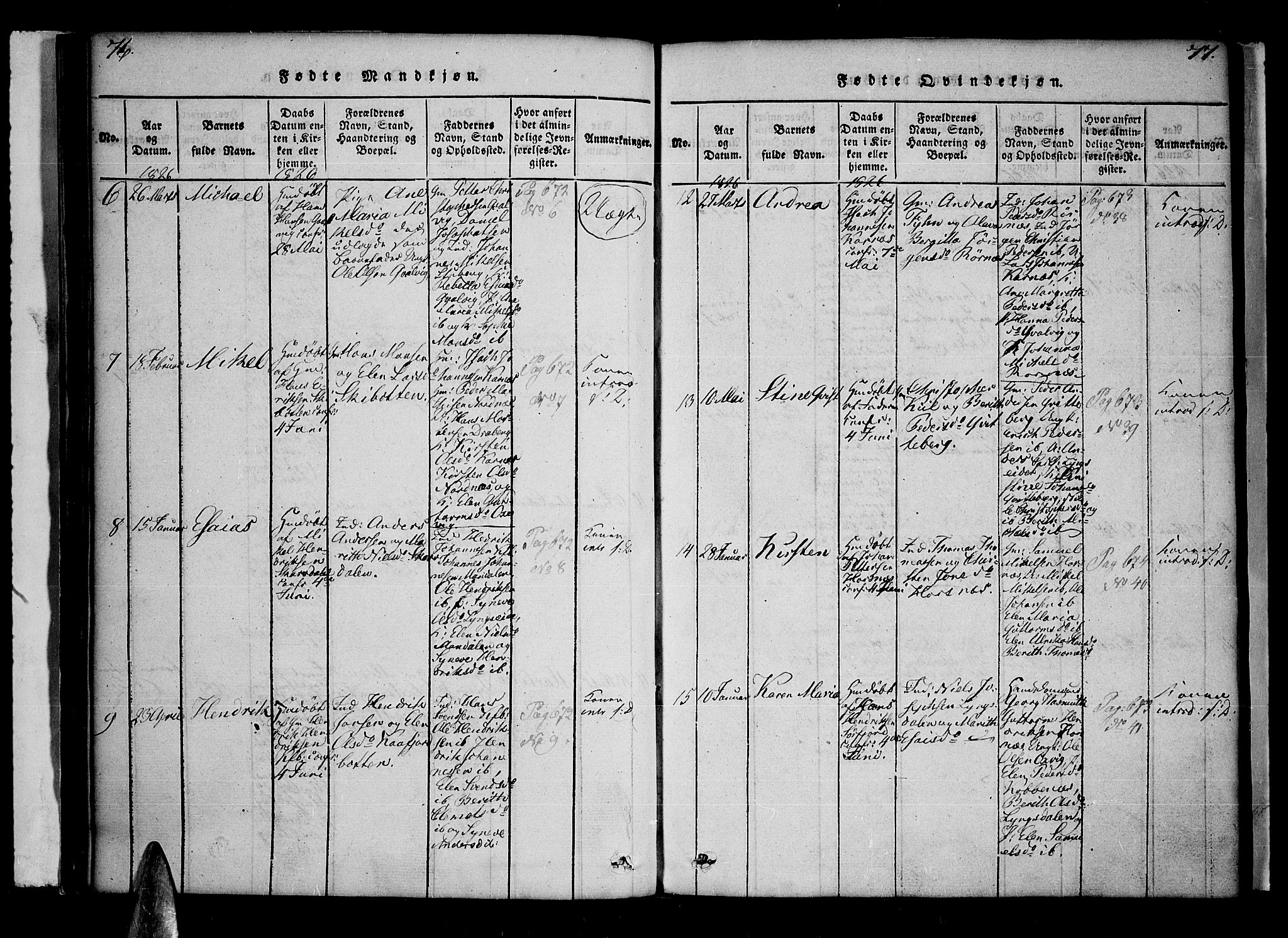 Lyngen sokneprestembete, AV/SATØ-S-1289/H/He/Hea/L0003kirke: Parish register (official) no. 3, 1822-1838, p. 76-77