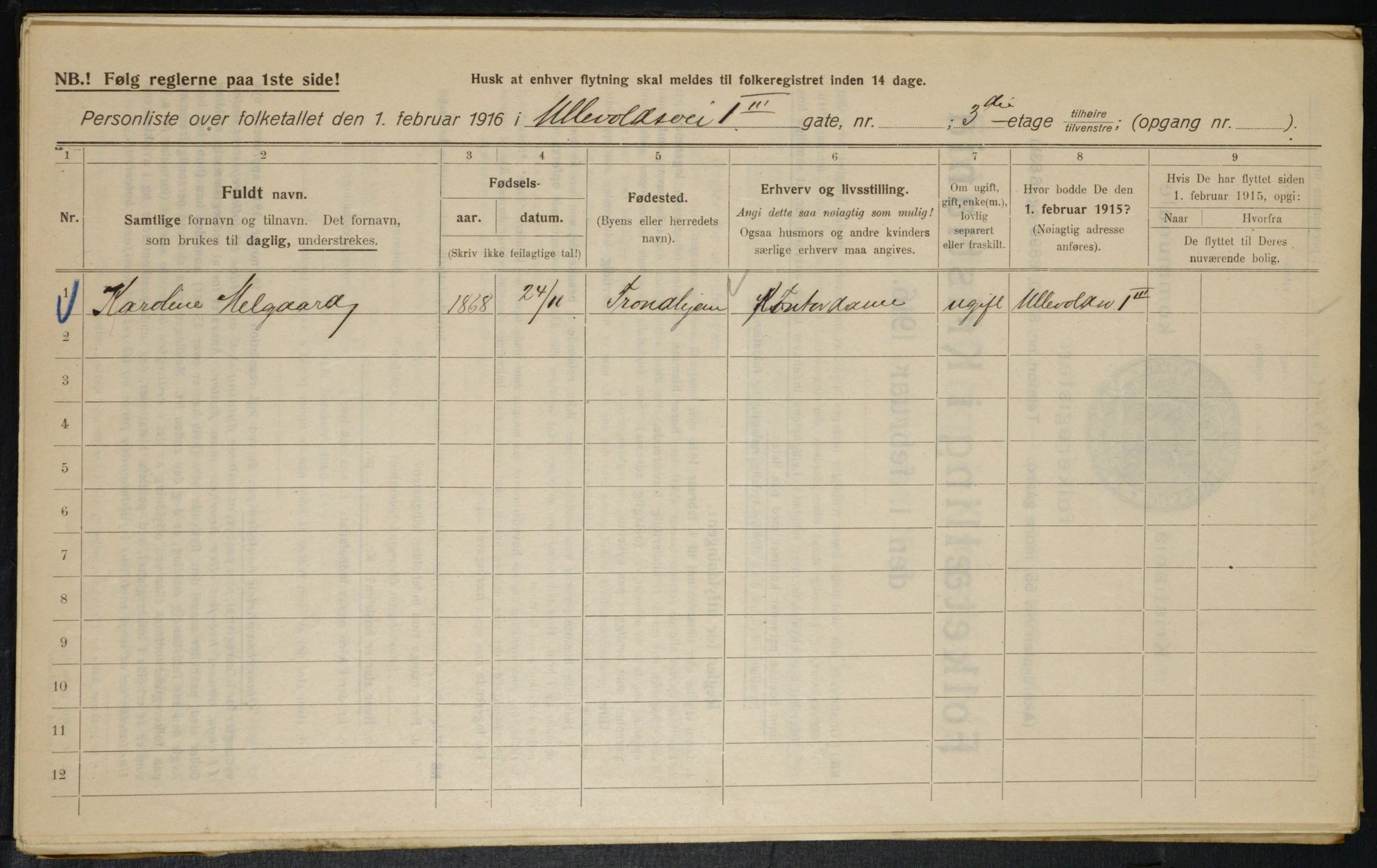 OBA, Municipal Census 1916 for Kristiania, 1916, p. 122448