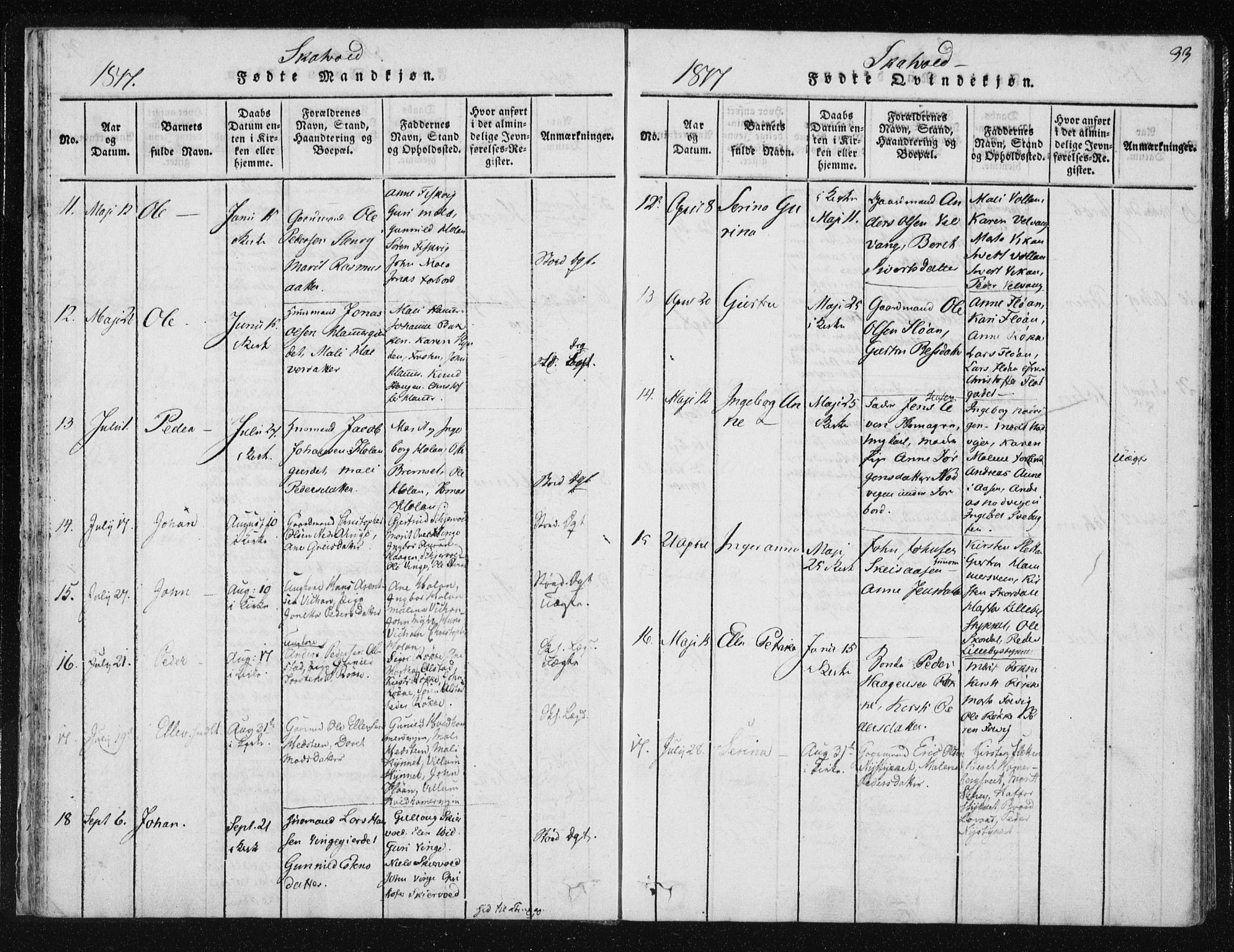 Ministerialprotokoller, klokkerbøker og fødselsregistre - Nord-Trøndelag, AV/SAT-A-1458/709/L0061: Parish register (official) no. 709A08 /2, 1815-1819, p. 33