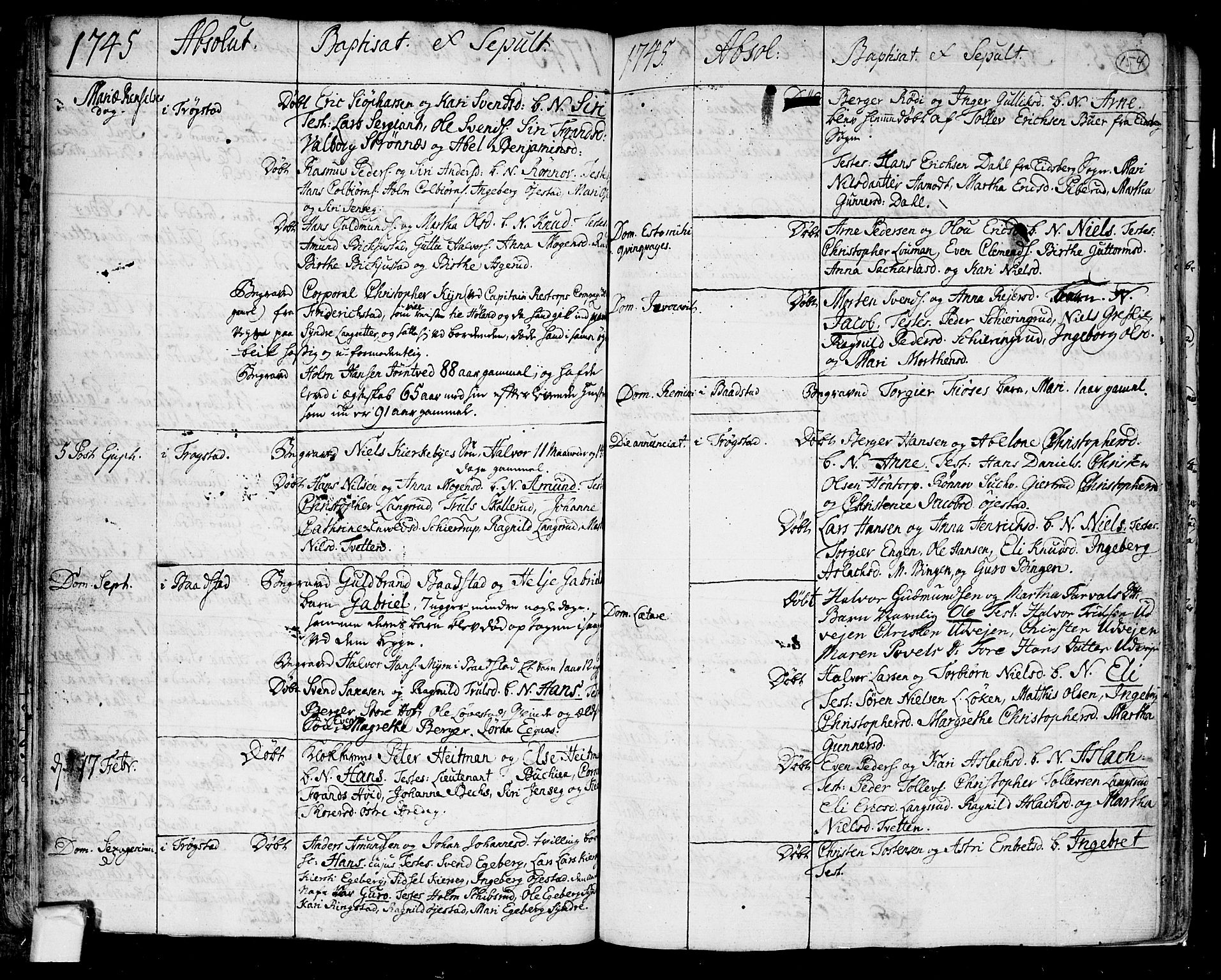Trøgstad prestekontor Kirkebøker, SAO/A-10925/F/Fa/L0003: Parish register (official) no. I 3, 1721-1749, p. 154