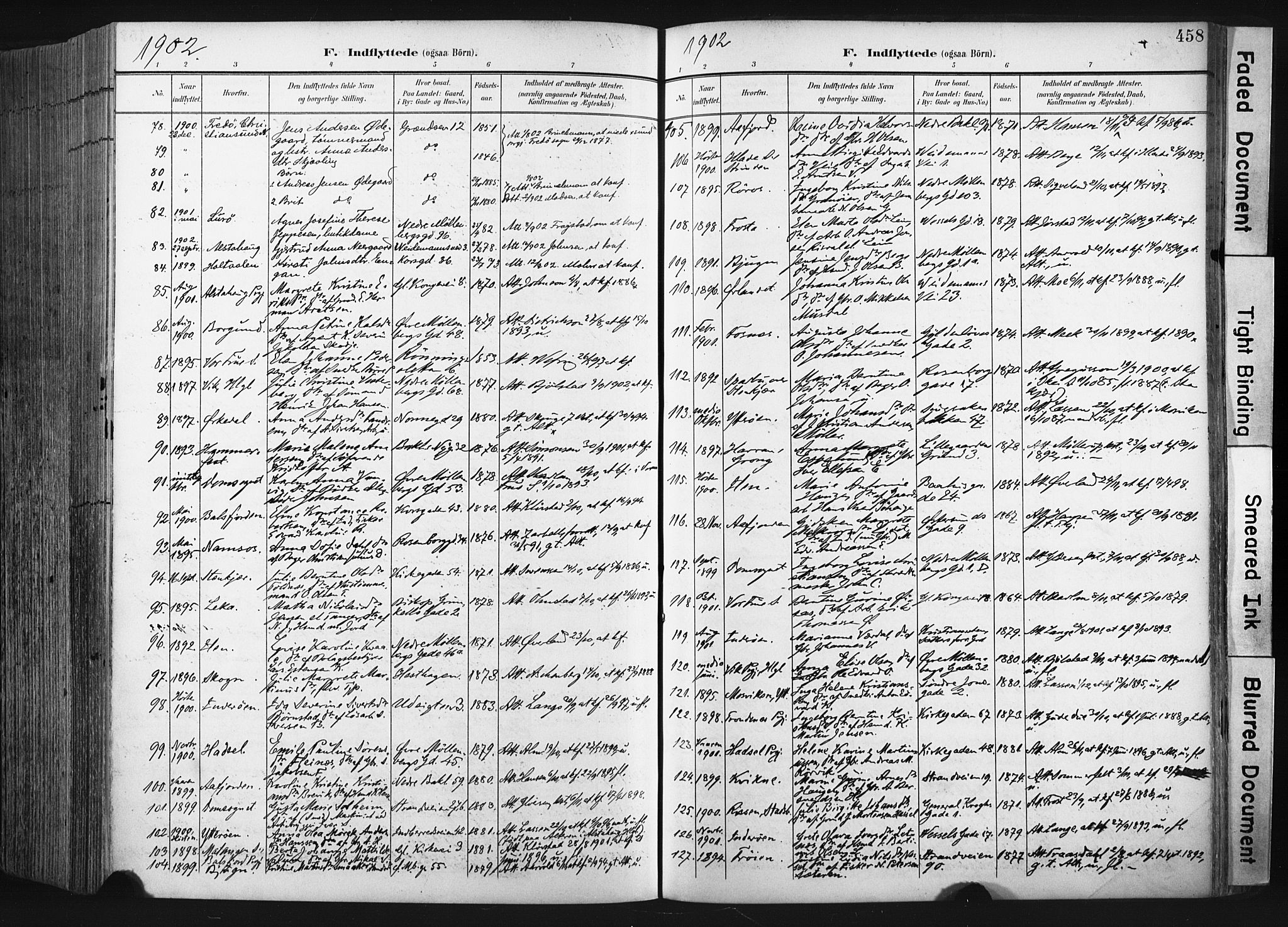 Ministerialprotokoller, klokkerbøker og fødselsregistre - Sør-Trøndelag, SAT/A-1456/604/L0201: Parish register (official) no. 604A21, 1901-1911, p. 458