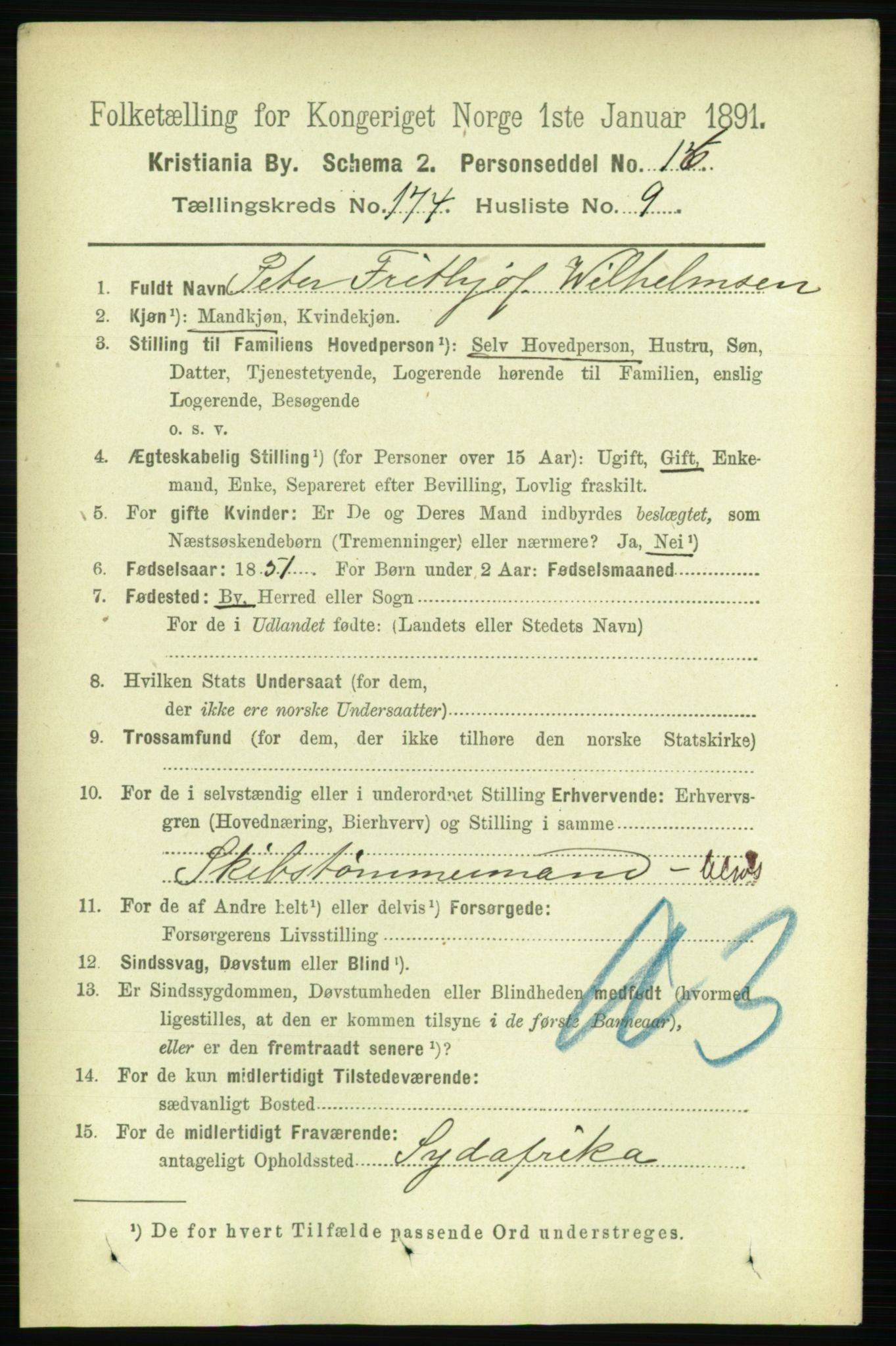 RA, 1891 census for 0301 Kristiania, 1891, p. 104035