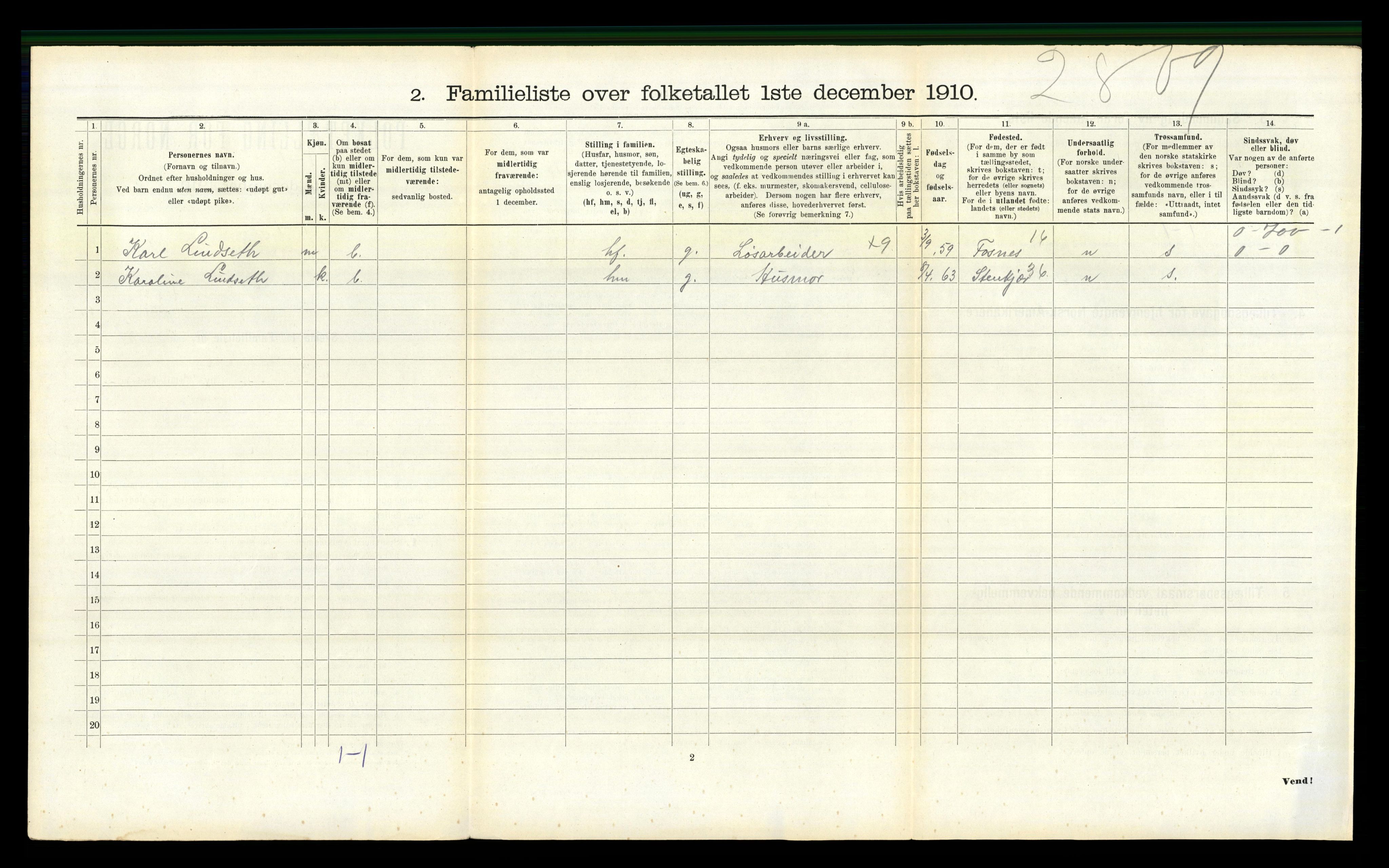 RA, 1910 census for Namsos, 1910, p. 369