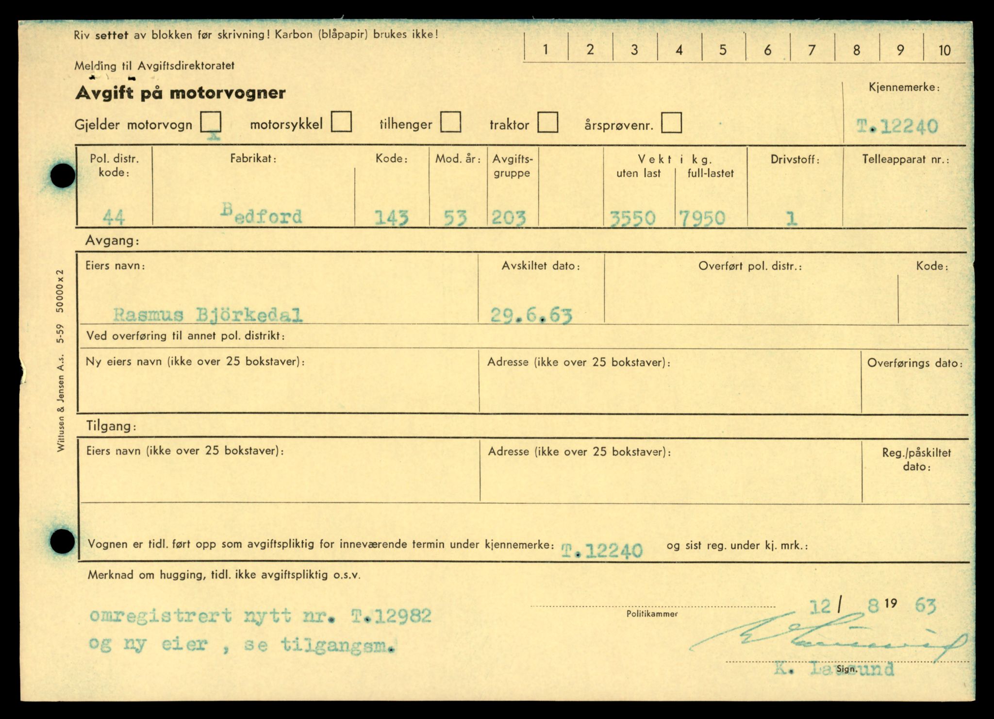 Møre og Romsdal vegkontor - Ålesund trafikkstasjon, AV/SAT-A-4099/F/Fe/L0036: Registreringskort for kjøretøy T 12831 - T 13030, 1927-1998, p. 2255