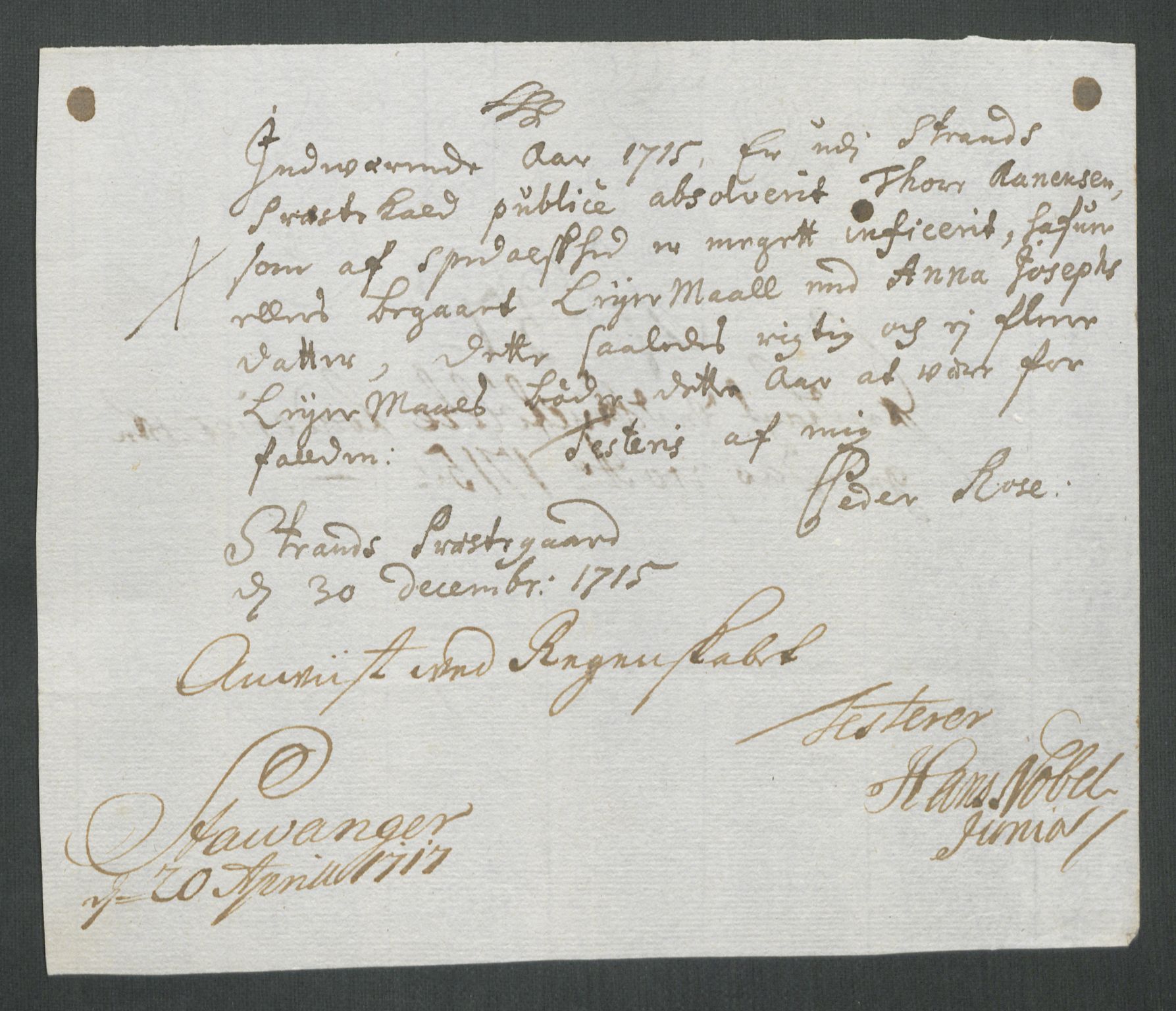 Rentekammeret inntil 1814, Reviderte regnskaper, Fogderegnskap, AV/RA-EA-4092/R47/L2868: Fogderegnskap Ryfylke, 1715, p. 274