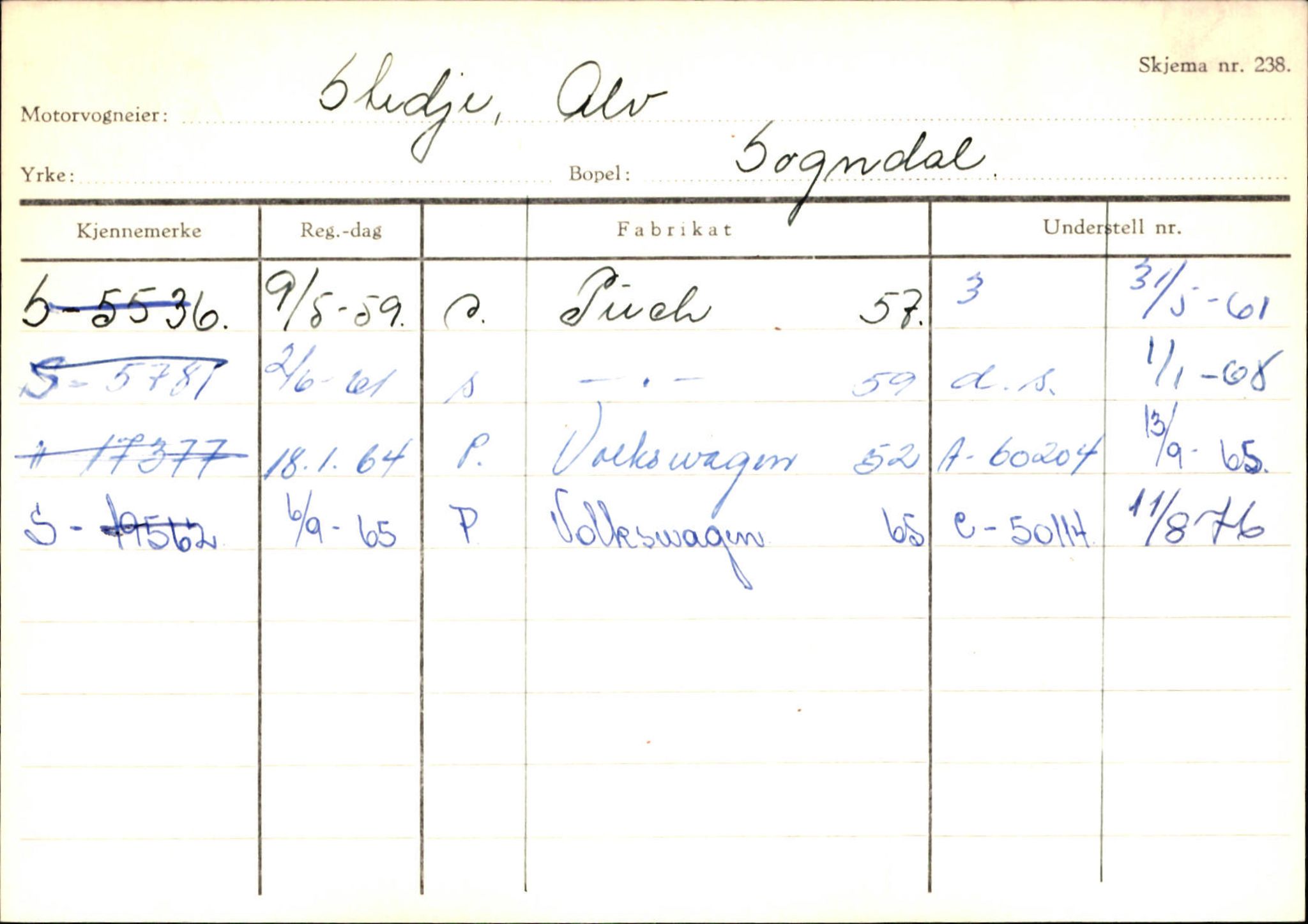 Statens vegvesen, Sogn og Fjordane vegkontor, AV/SAB-A-5301/4/F/L0124: Eigarregister Sogndal A-U, 1945-1975, p. 2413