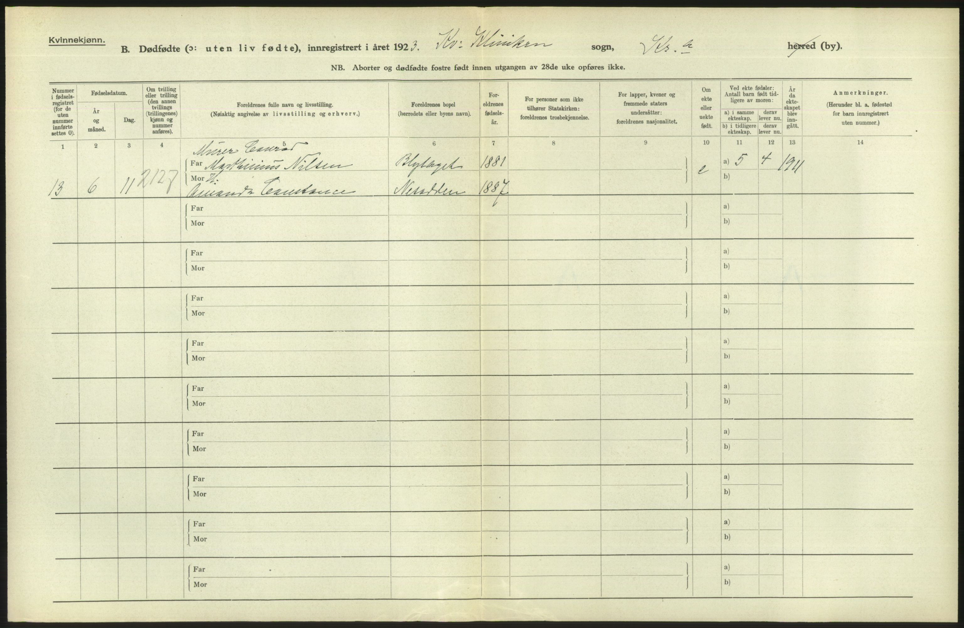 Statistisk sentralbyrå, Sosiodemografiske emner, Befolkning, AV/RA-S-2228/D/Df/Dfc/Dfcc/L0010: Kristiania: Døde, dødfødte, 1923, p. 98