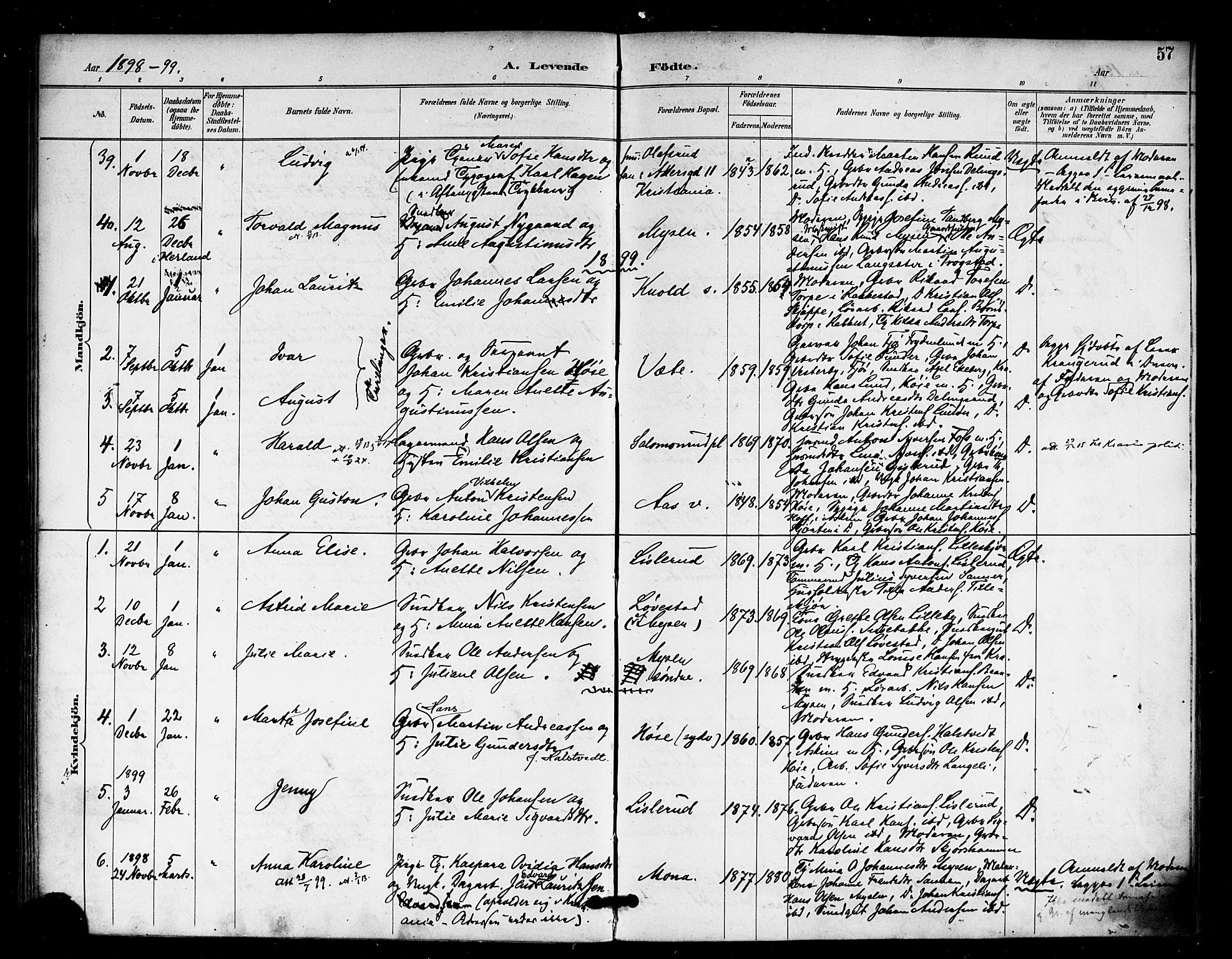 Eidsberg prestekontor Kirkebøker, AV/SAO-A-10905/F/Fa/L0013: Parish register (official) no. I 13, 1890-1901, p. 57