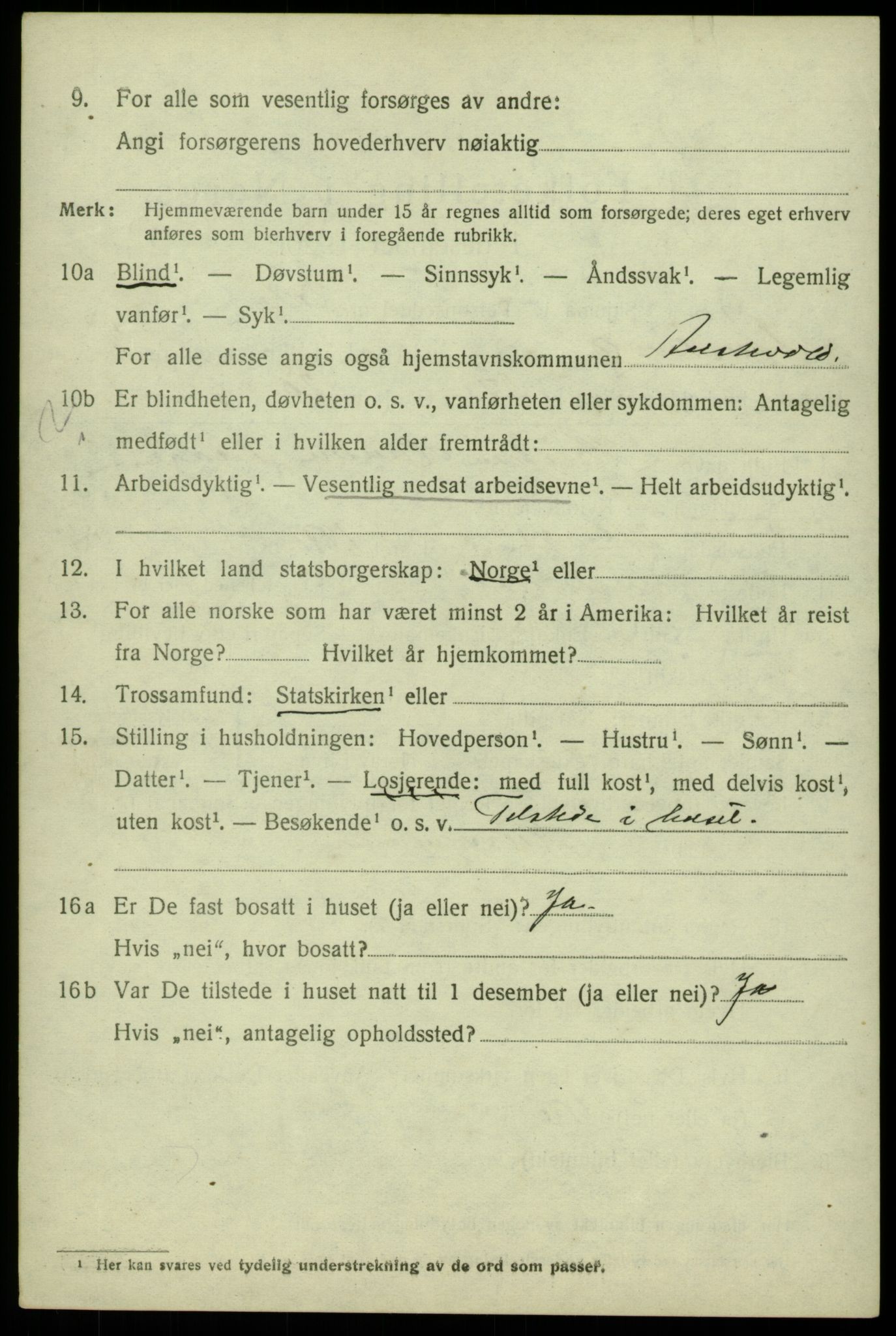 SAB, 1920 census for Austevoll, 1920, p. 2651