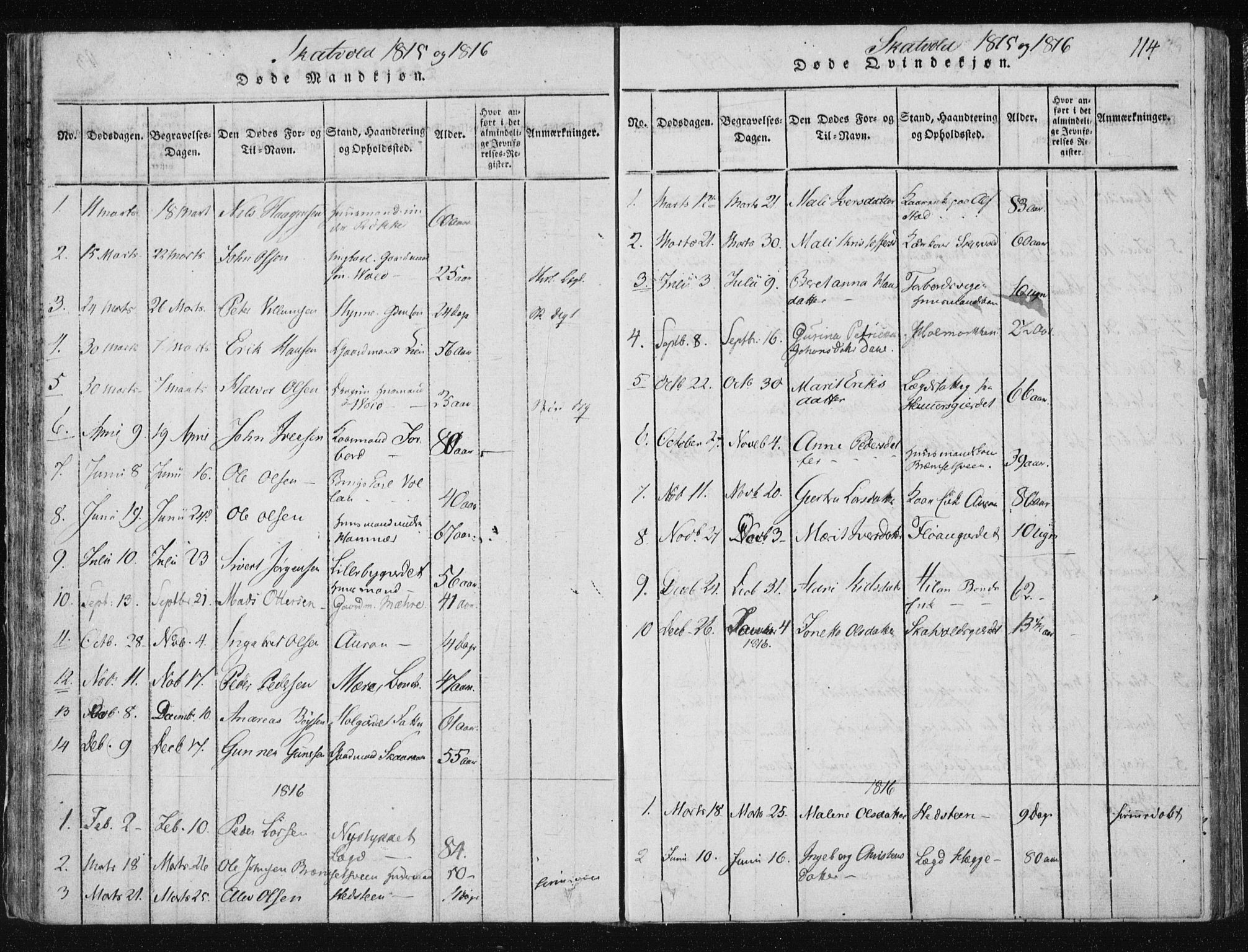 Ministerialprotokoller, klokkerbøker og fødselsregistre - Nord-Trøndelag, SAT/A-1458/709/L0061: Parish register (official) no. 709A08 /2, 1815-1819, p. 114