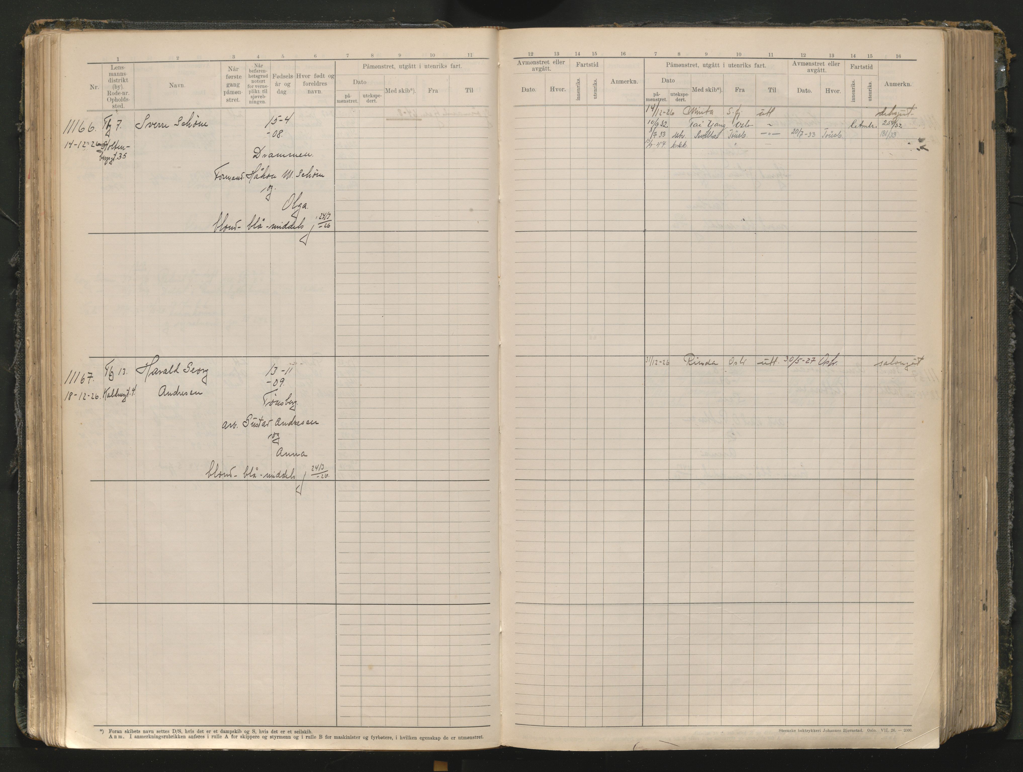 Tønsberg innrulleringskontor, AV/SAKO-A-786/F/Fc/Fcb/L0012: Hovedrulle Patent nr. 10828-12216, 1925-1948