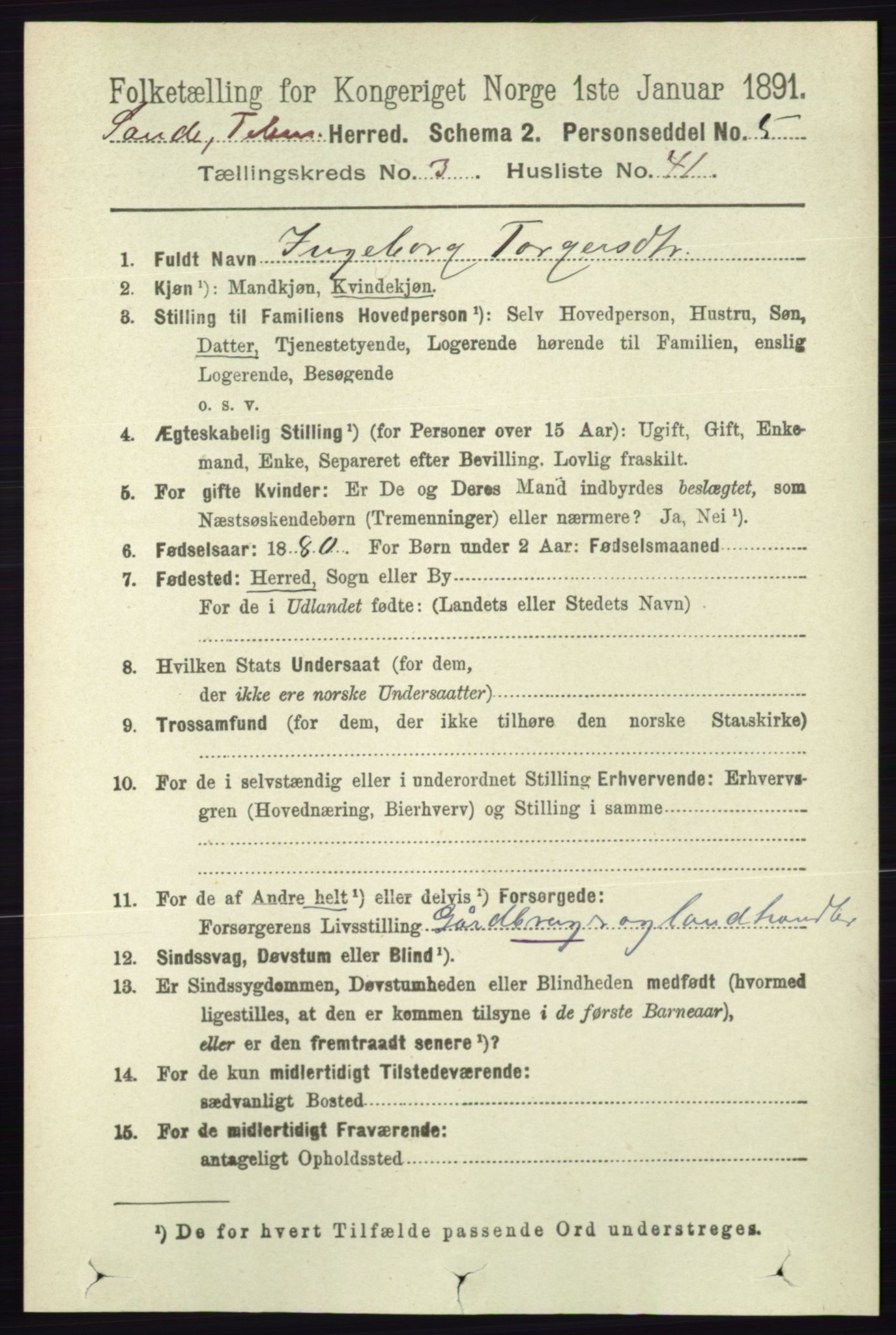 RA, 1891 census for 0822 Sauherad, 1891, p. 939