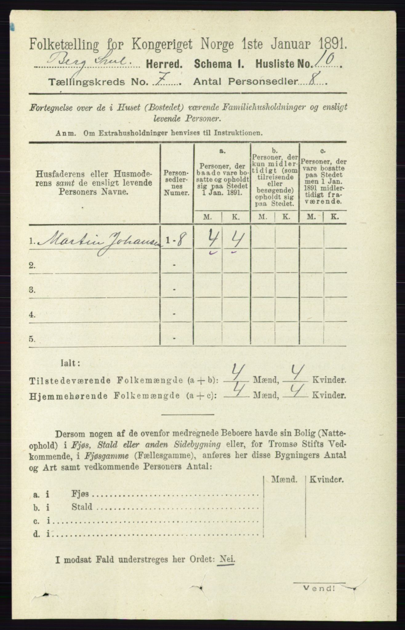 RA, 1891 census for 0116 Berg, 1891, p. 4912