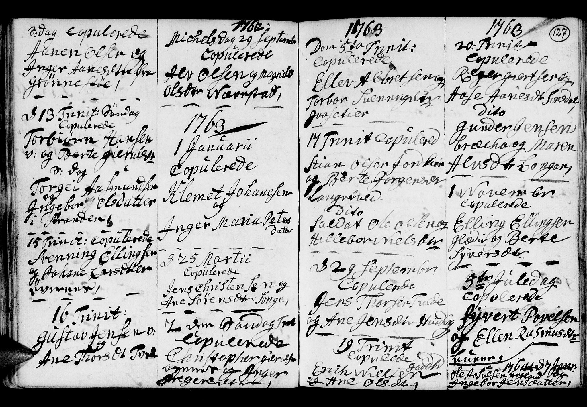 Holt sokneprestkontor, SAK/1111-0021/F/Fb/L0005: Parish register (copy) no. B 5, 1746-1764, p. 127