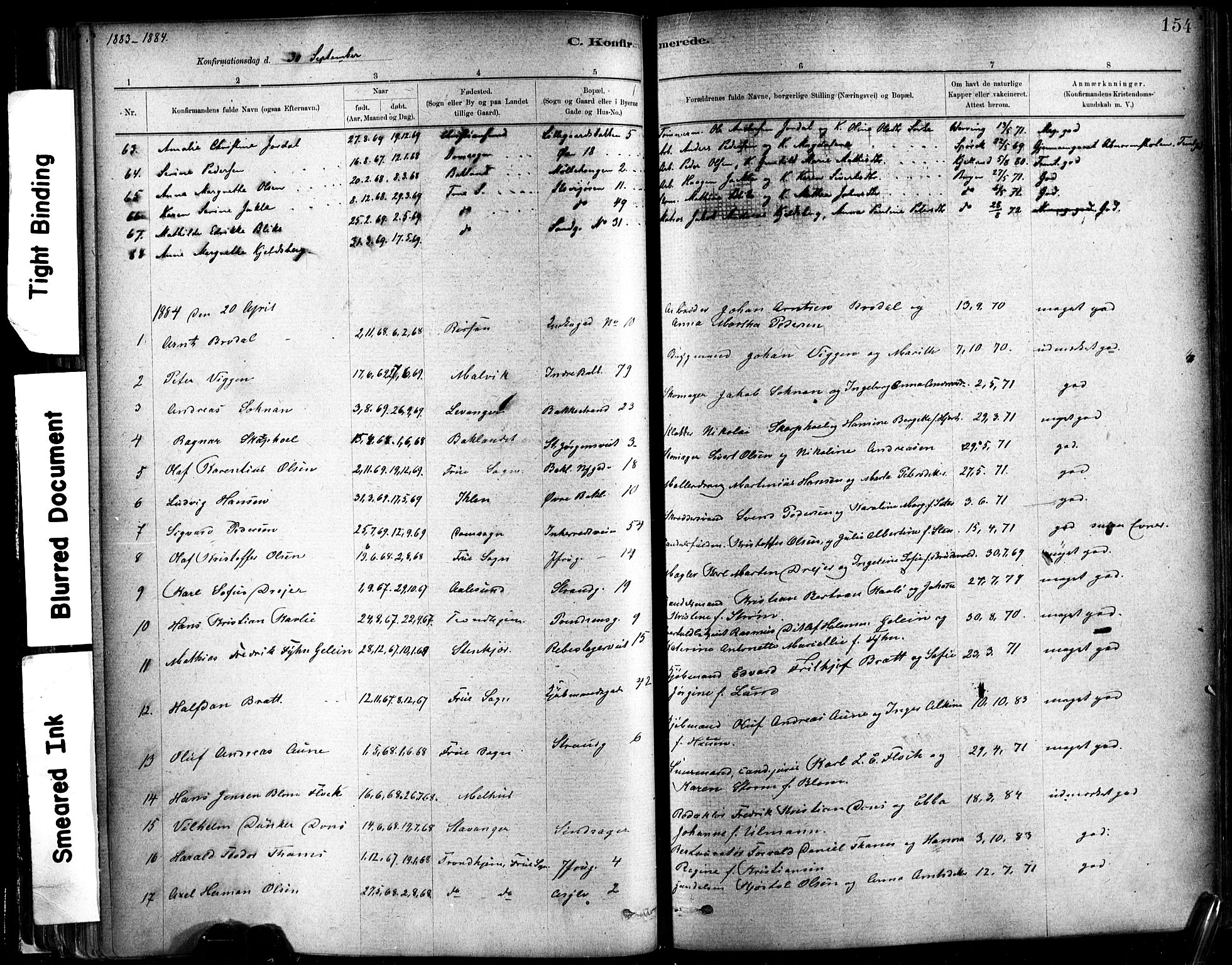 Ministerialprotokoller, klokkerbøker og fødselsregistre - Sør-Trøndelag, SAT/A-1456/602/L0119: Parish register (official) no. 602A17, 1880-1901, p. 154
