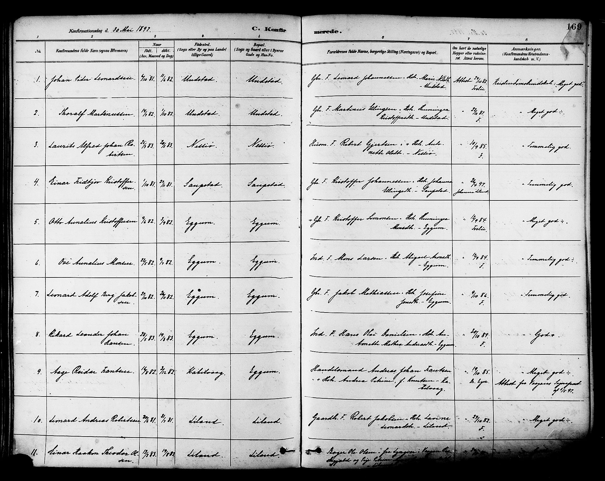 Ministerialprotokoller, klokkerbøker og fødselsregistre - Nordland, AV/SAT-A-1459/880/L1133: Parish register (official) no. 880A07, 1888-1898, p. 169