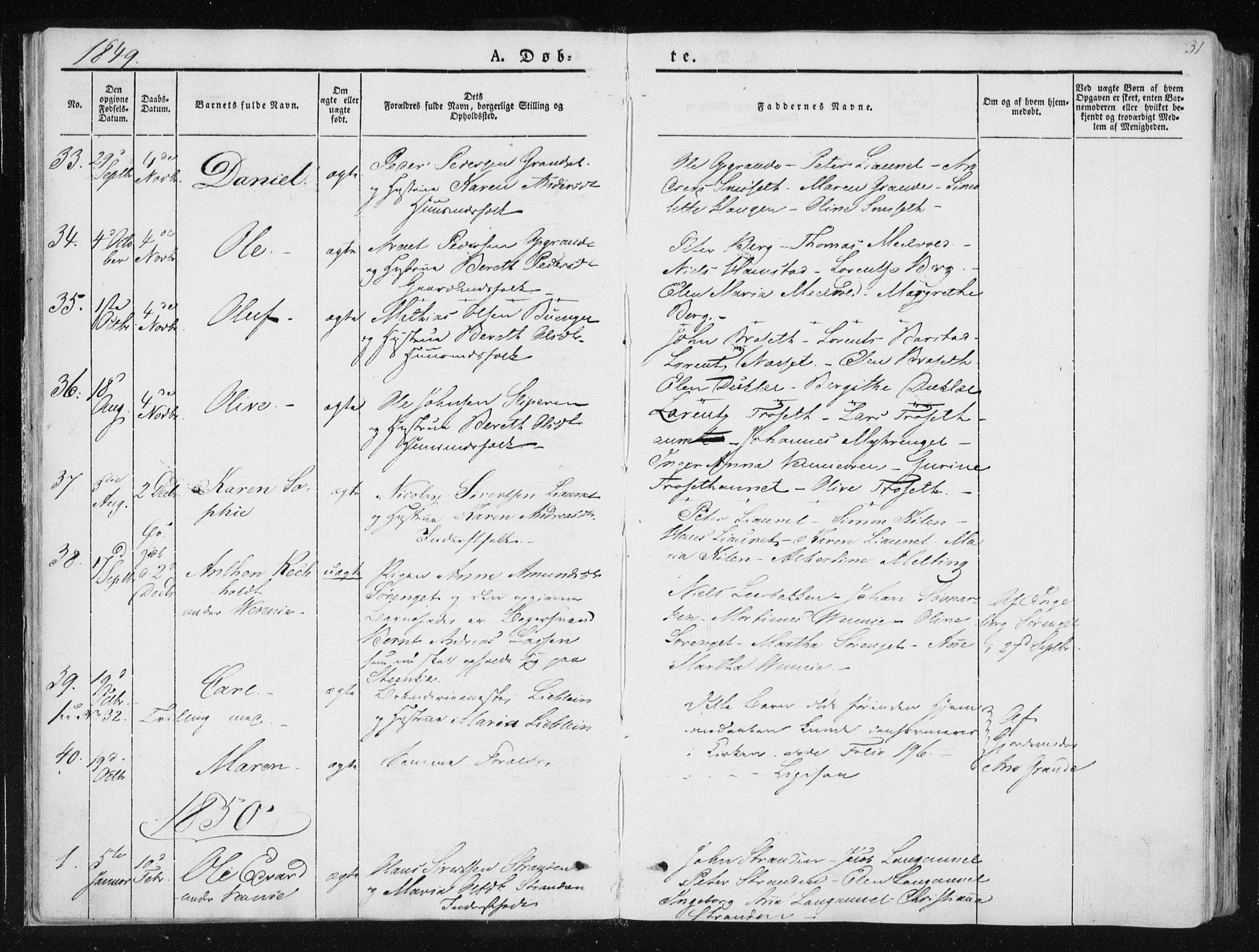 Ministerialprotokoller, klokkerbøker og fødselsregistre - Nord-Trøndelag, SAT/A-1458/733/L0323: Parish register (official) no. 733A02, 1843-1870, p. 31