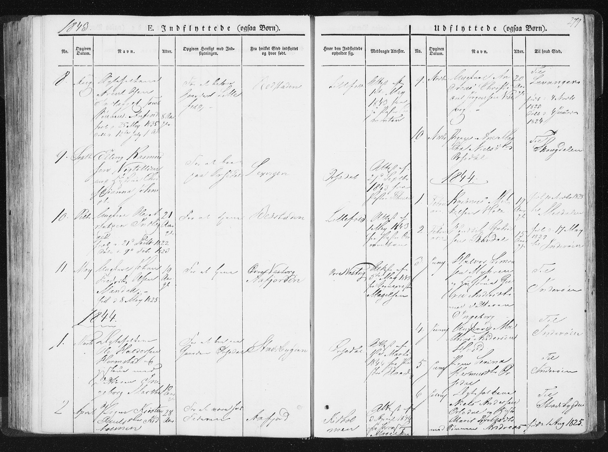 Ministerialprotokoller, klokkerbøker og fødselsregistre - Nord-Trøndelag, SAT/A-1458/744/L0418: Parish register (official) no. 744A02, 1843-1866, p. 279