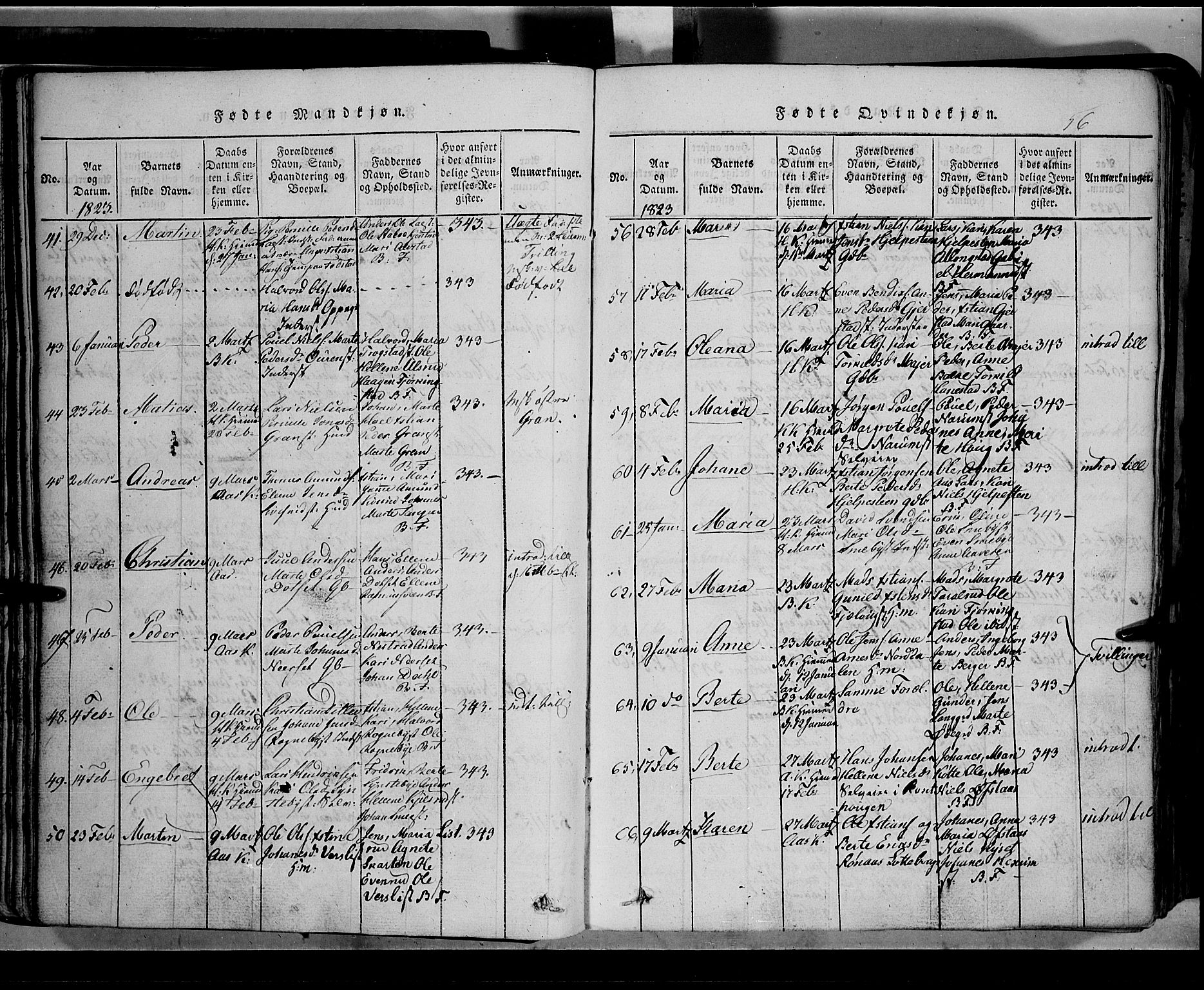 Toten prestekontor, SAH/PREST-102/H/Ha/Hab/L0002: Parish register (copy) no. 2, 1820-1827, p. 56
