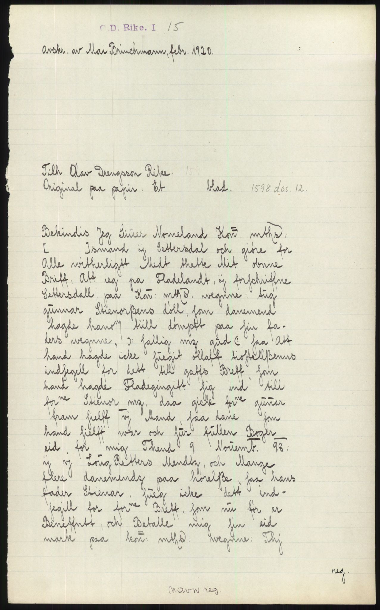 Samlinger til kildeutgivelse, Diplomavskriftsamlingen, AV/RA-EA-4053/H/Ha, p. 299