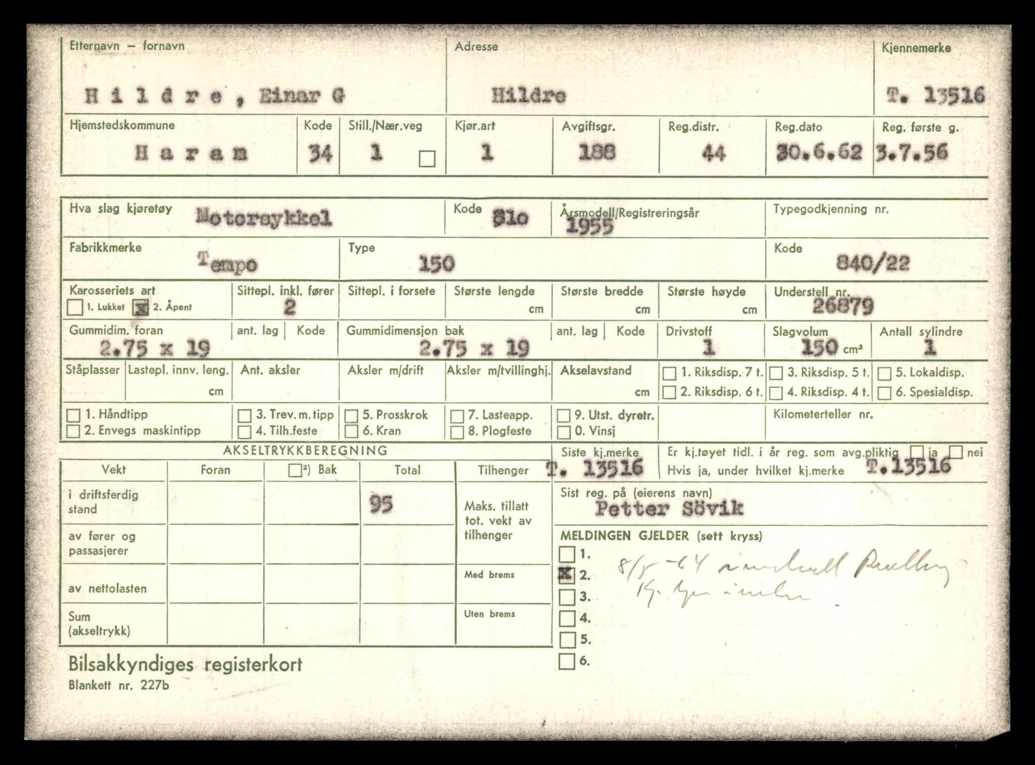 Møre og Romsdal vegkontor - Ålesund trafikkstasjon, AV/SAT-A-4099/F/Fe/L0039: Registreringskort for kjøretøy T 13361 - T 13530, 1927-1998, p. 2771