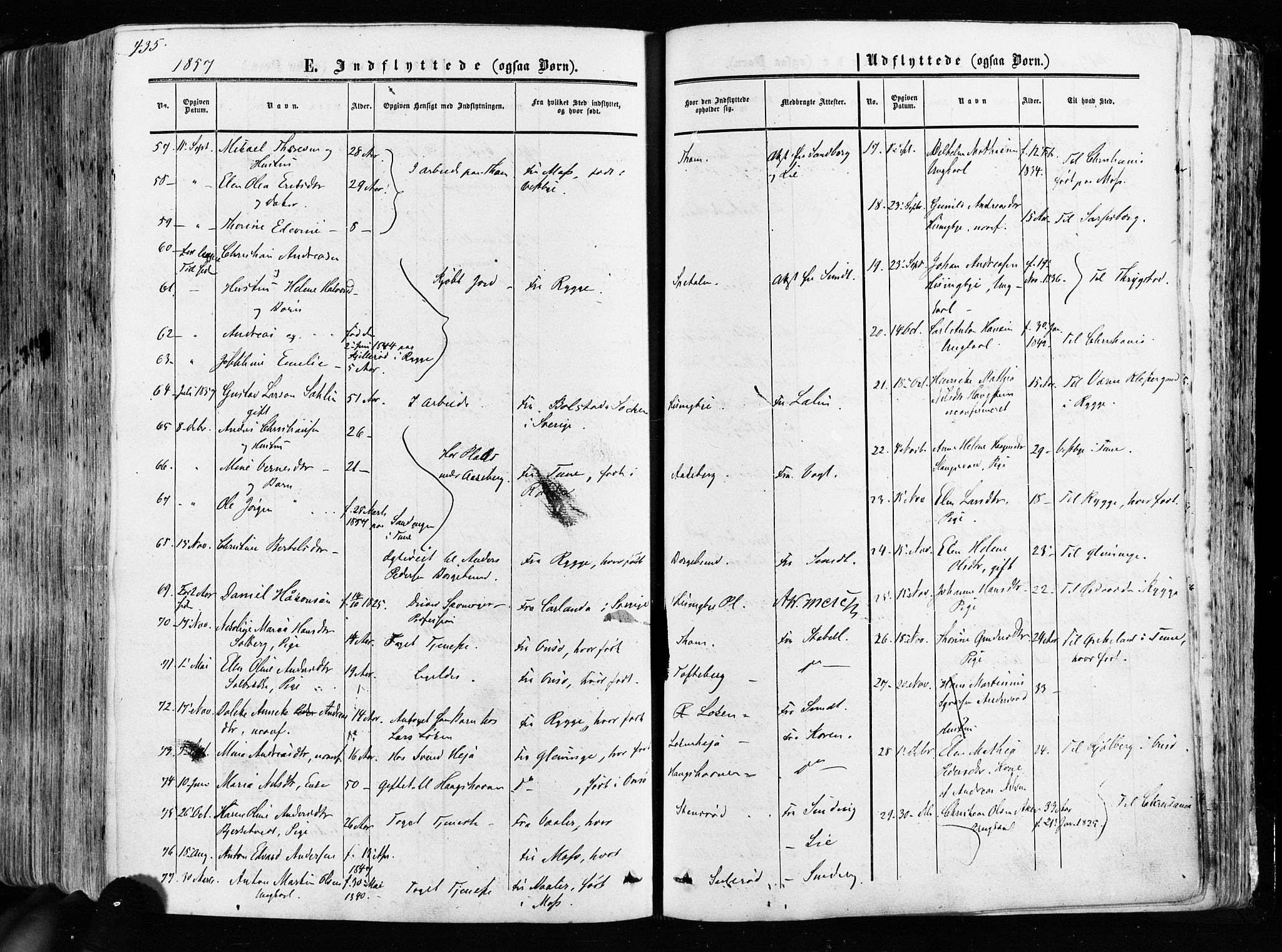 Råde prestekontor kirkebøker, AV/SAO-A-2009/F/Fa/L0006: Parish register (official) no. 6, 1854-1877, p. 435