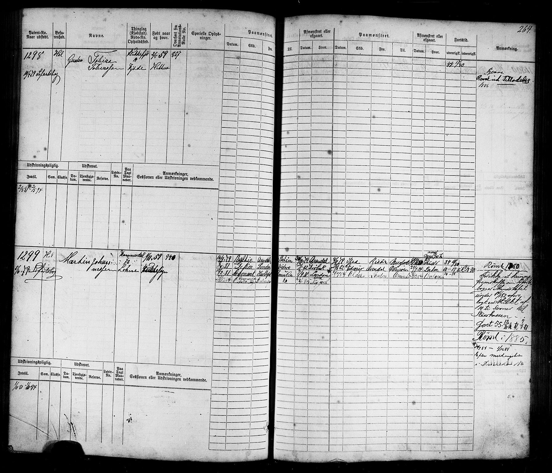 Flekkefjord mønstringskrets, AV/SAK-2031-0018/F/Fb/L0009: Hovedrulle nr 771-1533, Æ-6, 1868-1900, p. 287