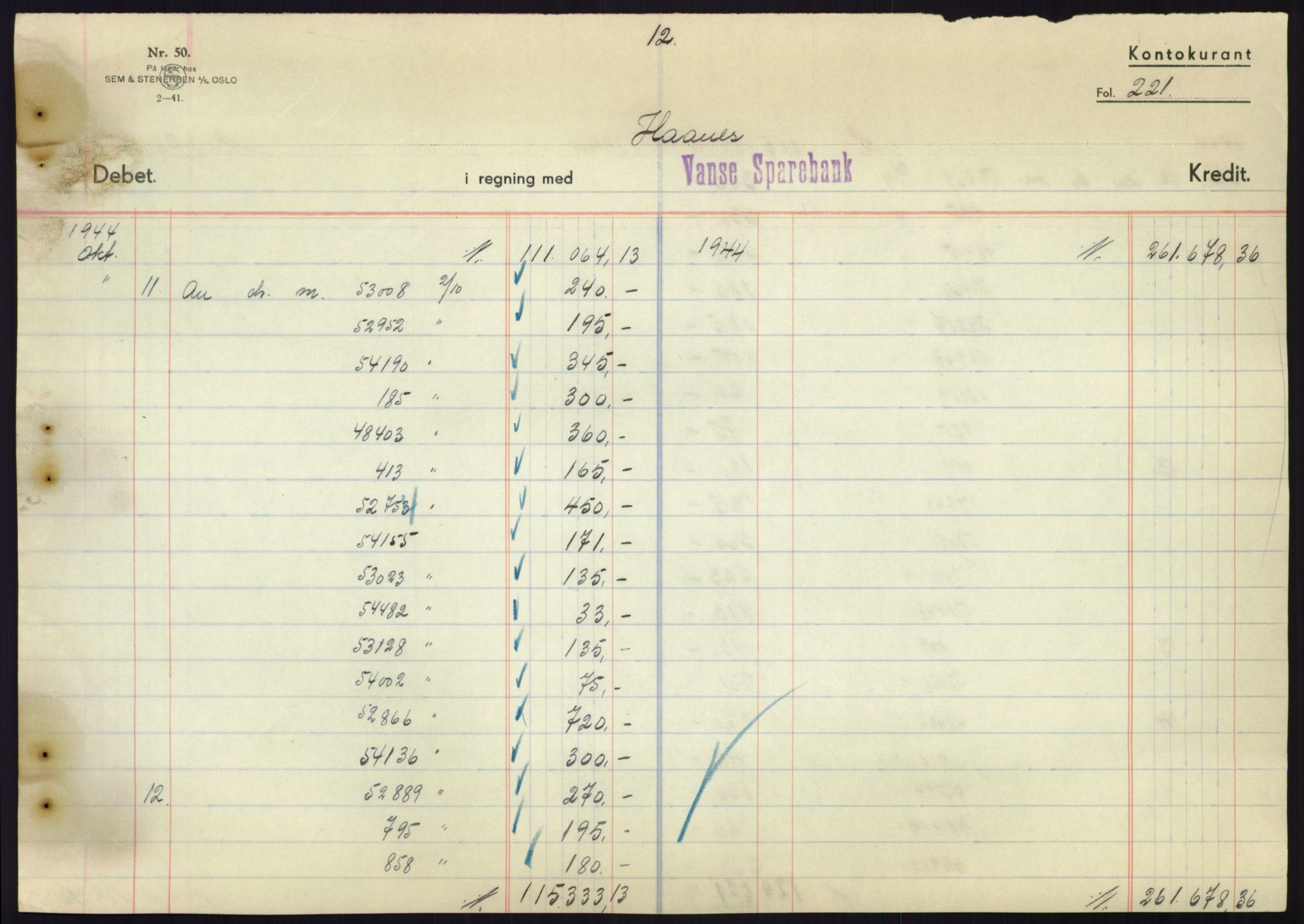 Forsvarsdepartementet, 10. kontor / Oppgjørskontoret, AV/RA-RAFA-1225/D/Db/L0180: Lista oppgjørskontor, 1942-1952, p. 2163