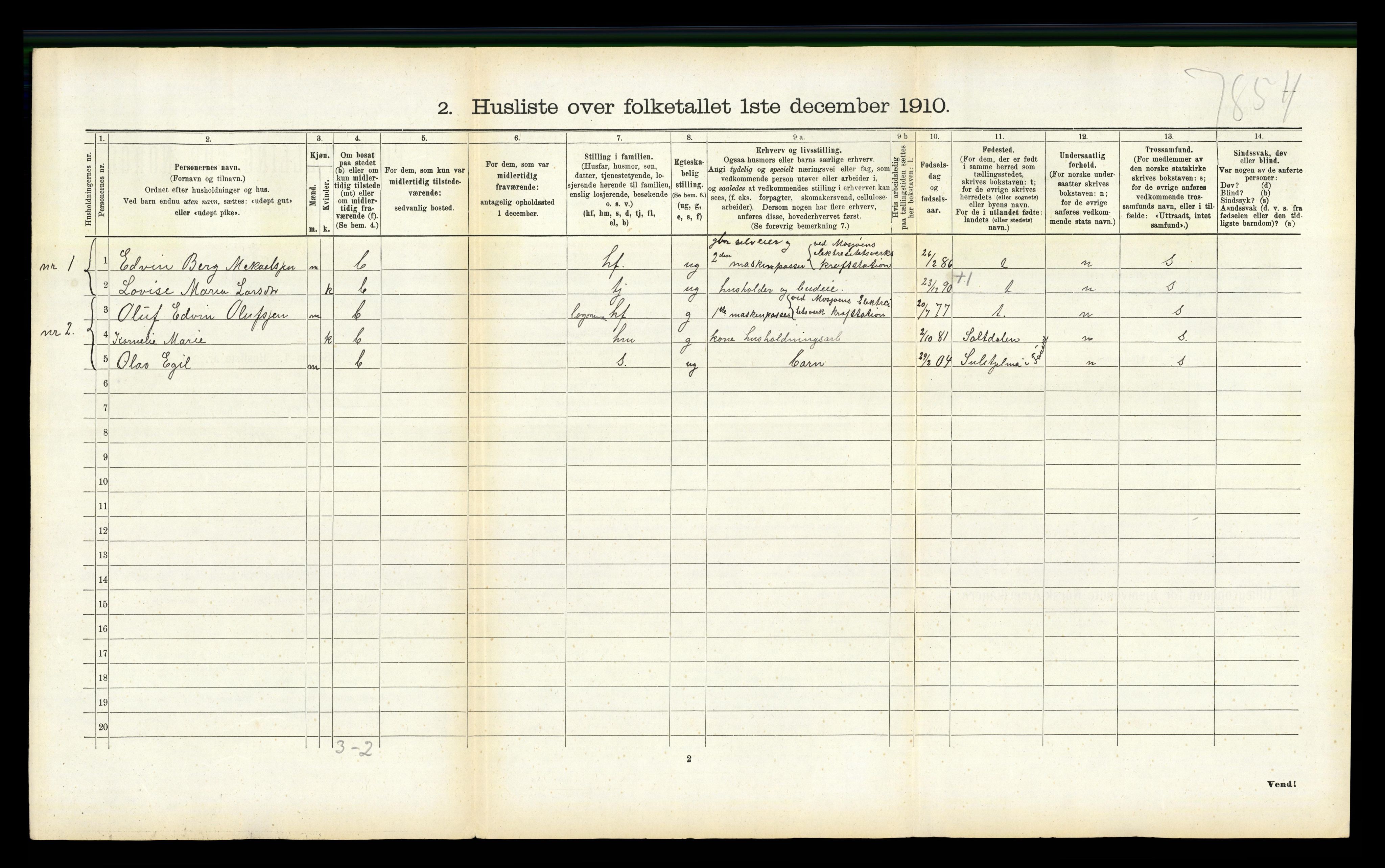 RA, 1910 census for Vefsn, 1910, p. 699