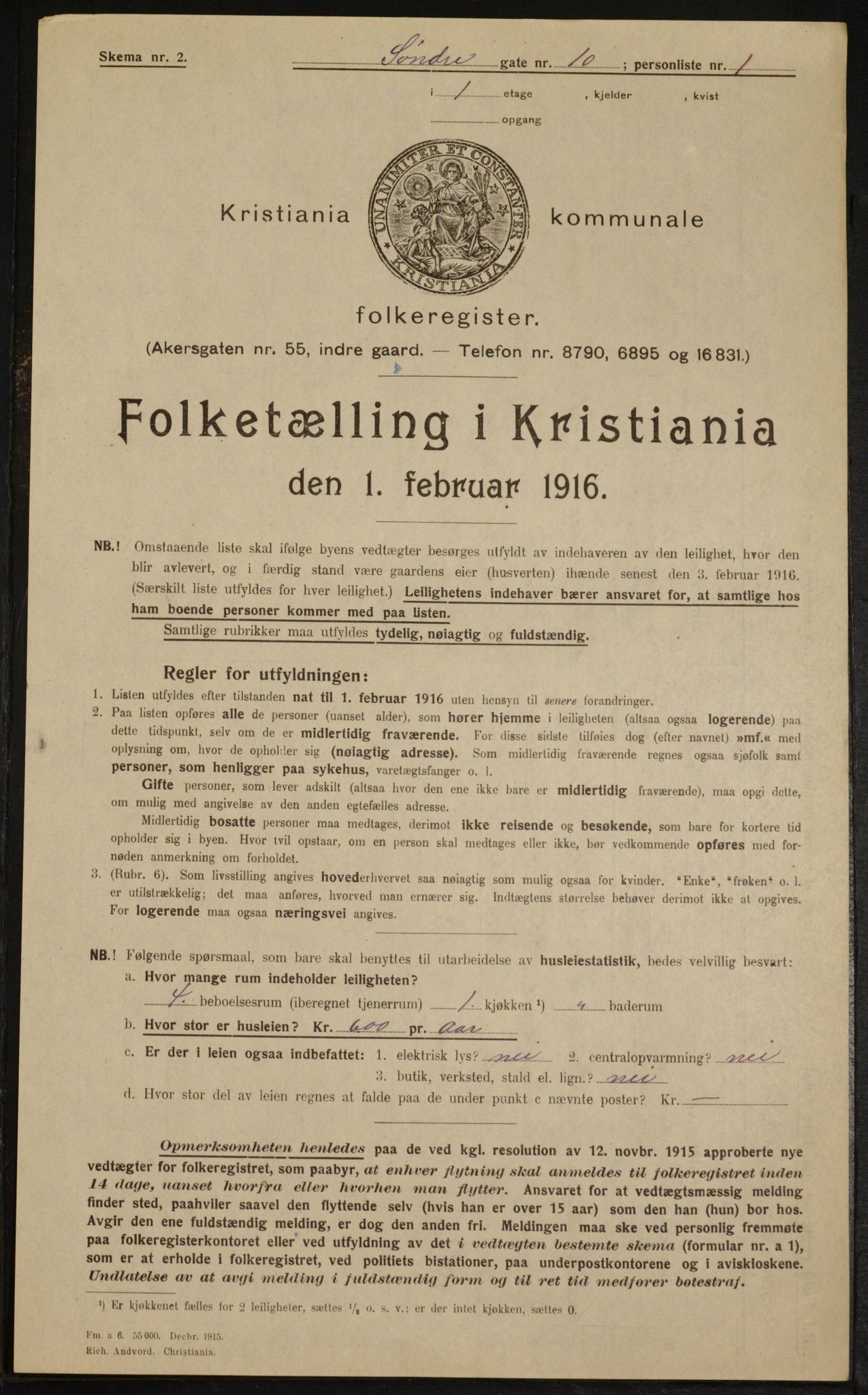 OBA, Municipal Census 1916 for Kristiania, 1916, p. 109388