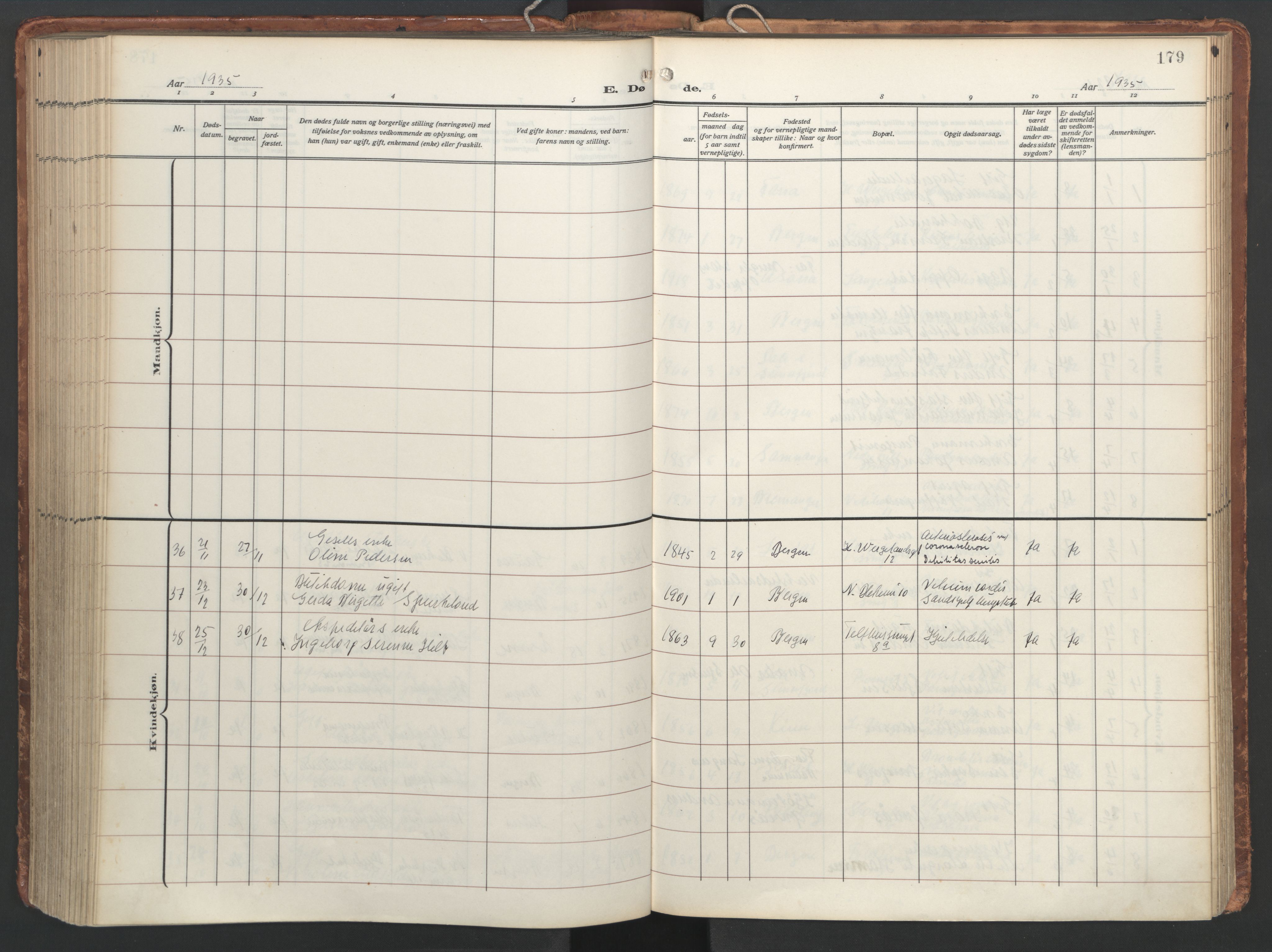 Korskirken sokneprestembete, AV/SAB-A-76101/H/Hab: Parish register (copy) no. E 5, 1910-1956, p. 178b-179a