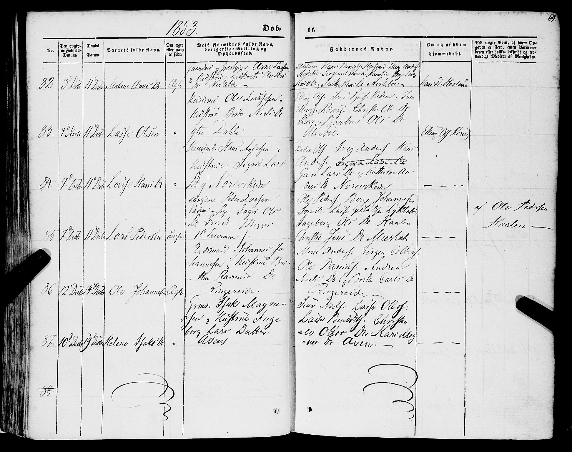 Lavik sokneprestembete, AV/SAB-A-80901: Parish register (official) no. A 3, 1843-1863, p. 69