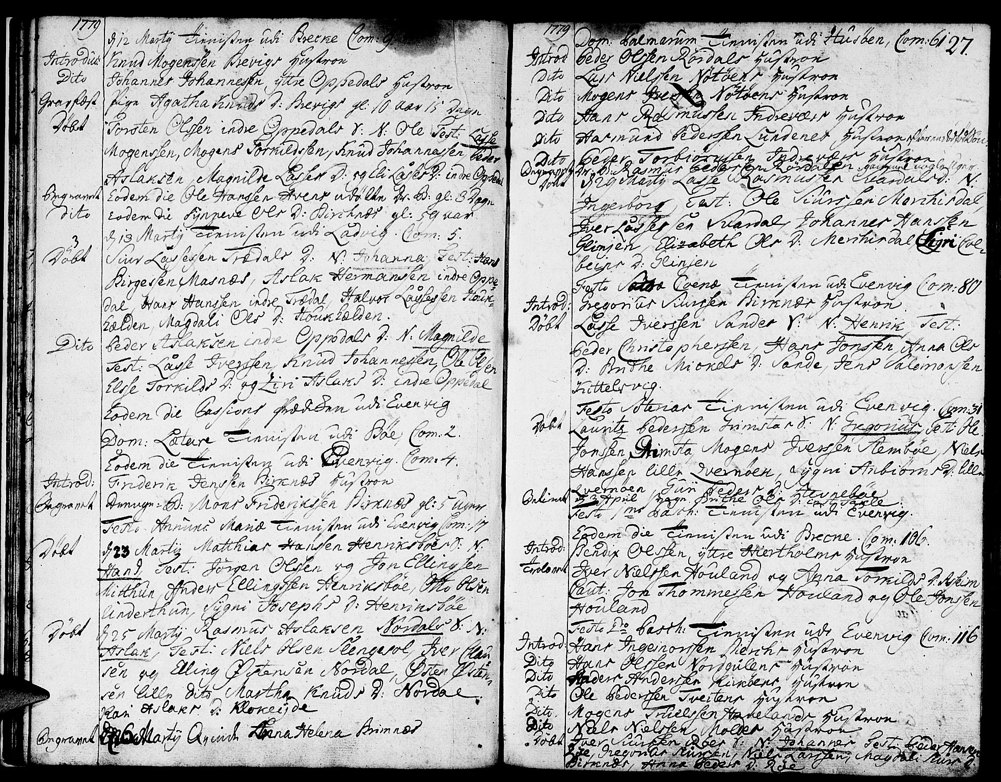 Gulen sokneprestembete, SAB/A-80201/H/Haa/Haaa/L0013: Parish register (official) no. A 13, 1776-1787, p. 27