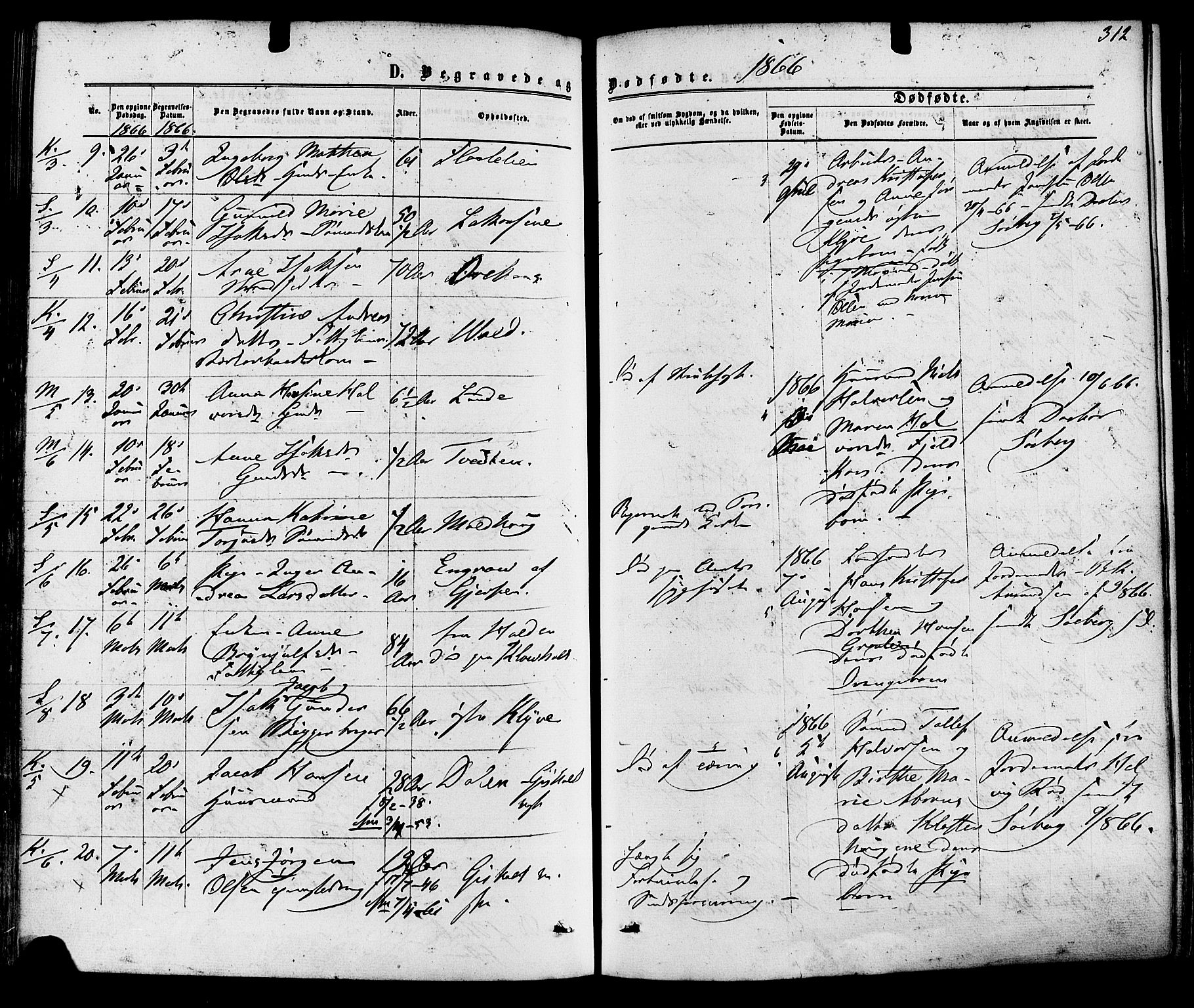 Solum kirkebøker, SAKO/A-306/F/Fa/L0008: Parish register (official) no. I 8, 1865-1876, p. 312