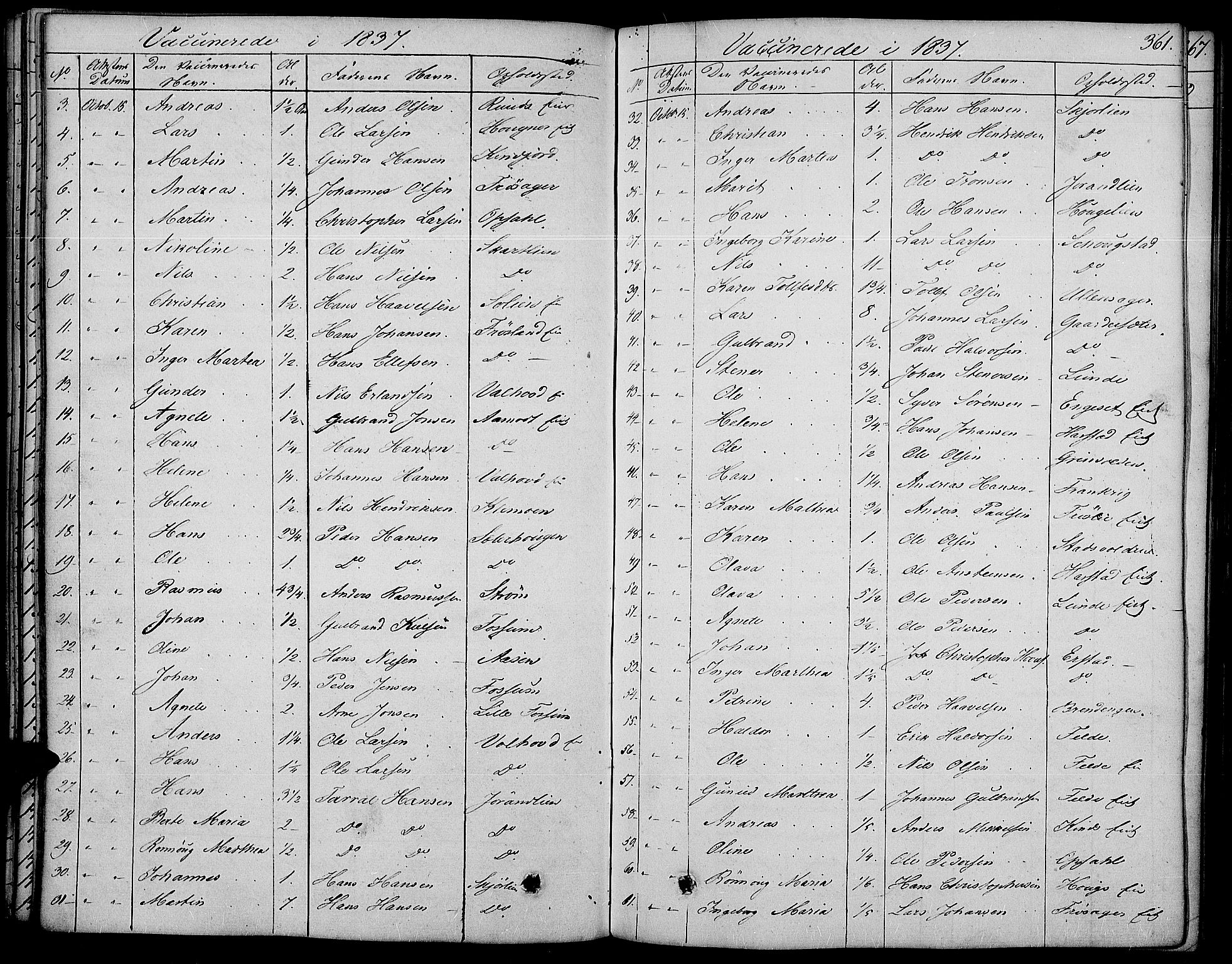 Land prestekontor, AV/SAH-PREST-120/H/Ha/Haa/L0008: Parish register (official) no. 8, 1830-1846, p. 361