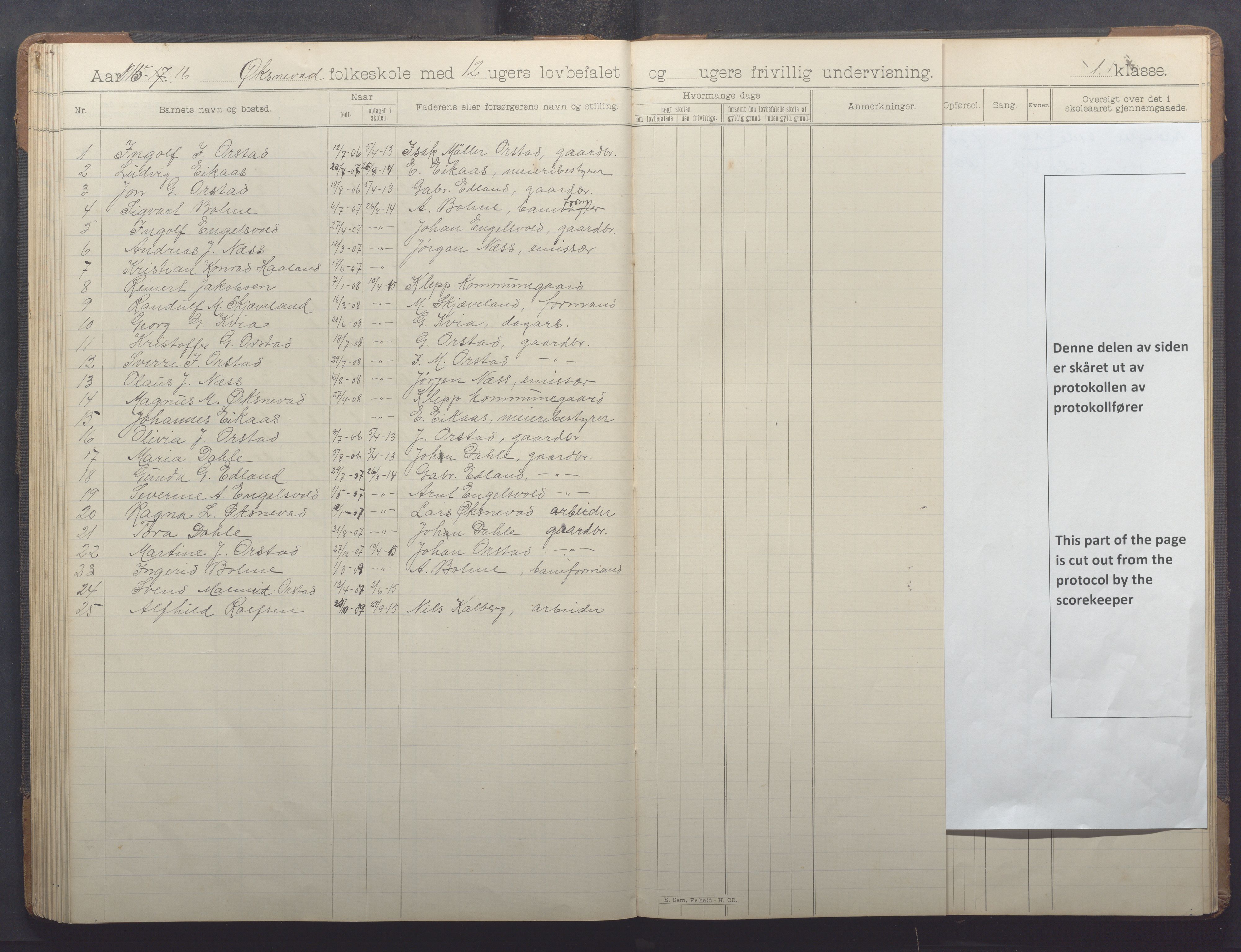 Klepp kommune - Engelsvoll skole, IKAR/K-100299/H/L0001: Skoleprotokoll, 1908-1918, p. 76