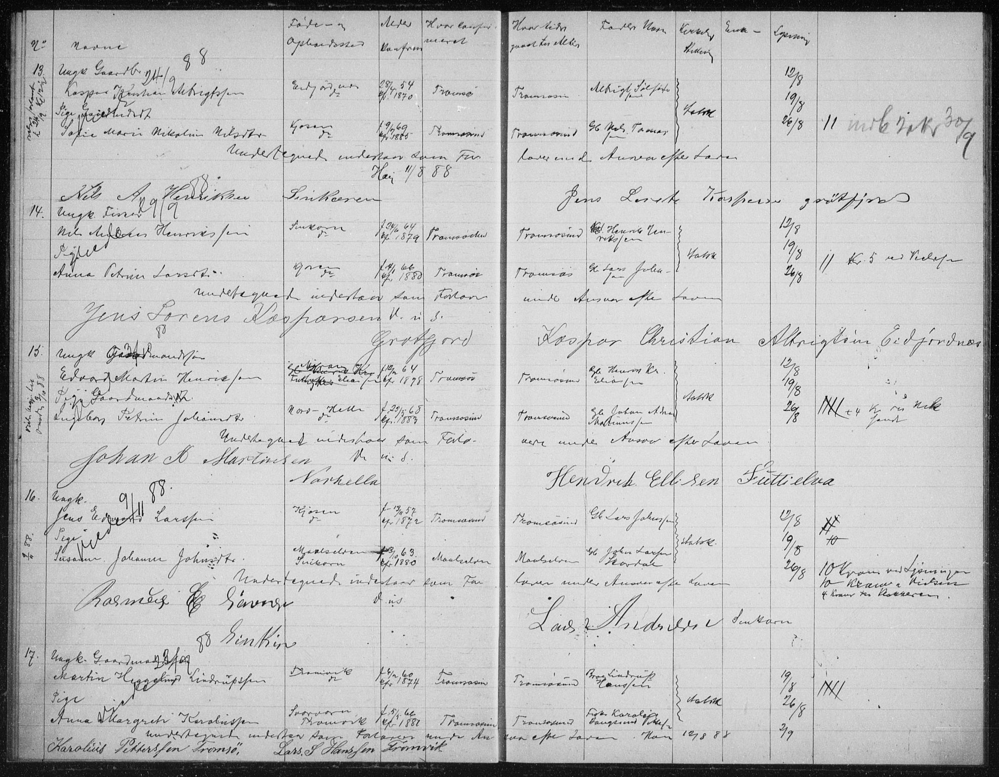 Tromsøysund sokneprestkontor, AV/SATØ-S-1304/H/Hc/L0057: Banns register no. 57, 1887-1894