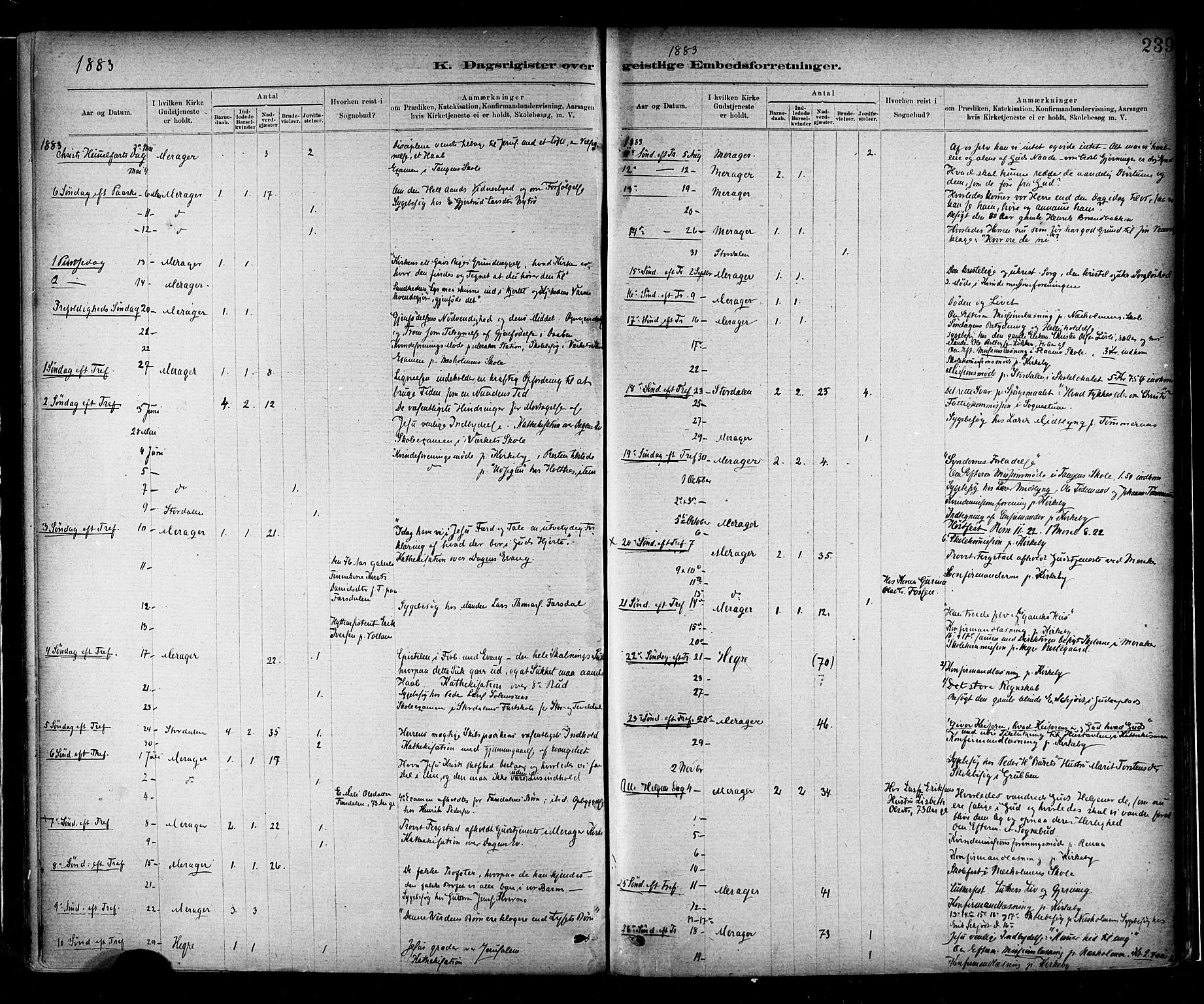 Ministerialprotokoller, klokkerbøker og fødselsregistre - Nord-Trøndelag, SAT/A-1458/706/L0047: Parish register (official) no. 706A03, 1878-1892, p. 239