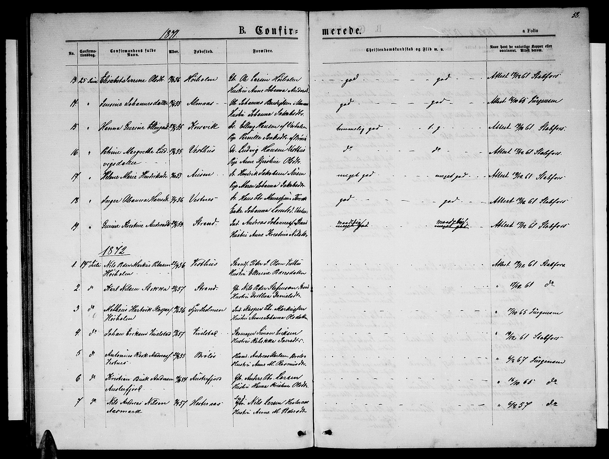 Ministerialprotokoller, klokkerbøker og fødselsregistre - Nordland, SAT/A-1459/819/L0276: Parish register (copy) no. 819C02, 1869-1887, p. 58