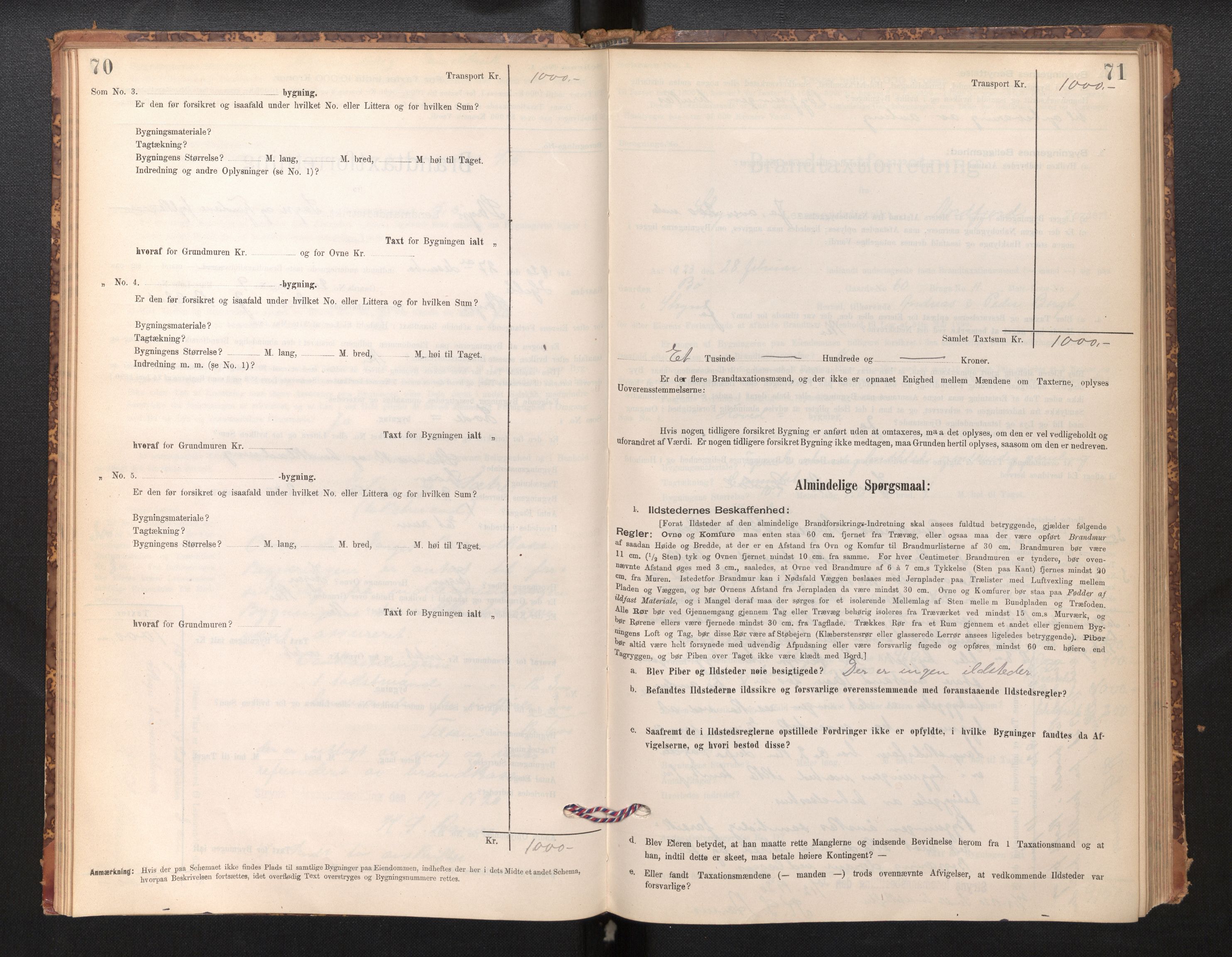 Lensmannen i Stryn og Innvik, SAB/A-30201/0012/L0002: Branntakstprotokoll, skjematakst, 1894-1942, p. 70-71