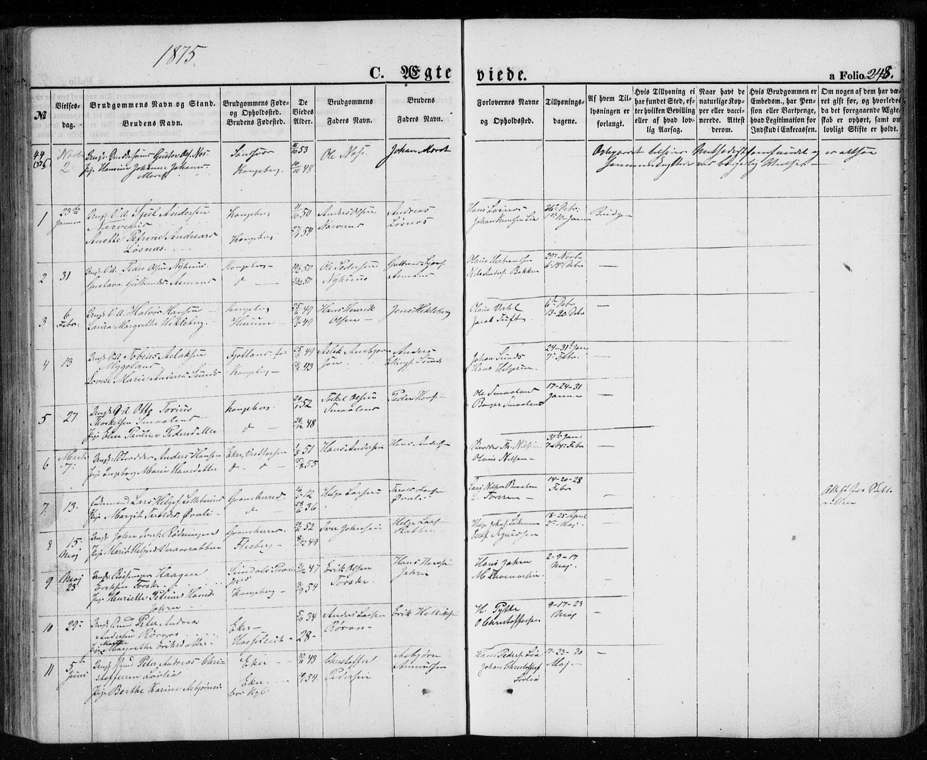 Kongsberg kirkebøker, AV/SAKO-A-22/G/Ga/L0003: Parish register (copy) no. 3, 1859-1875, p. 248